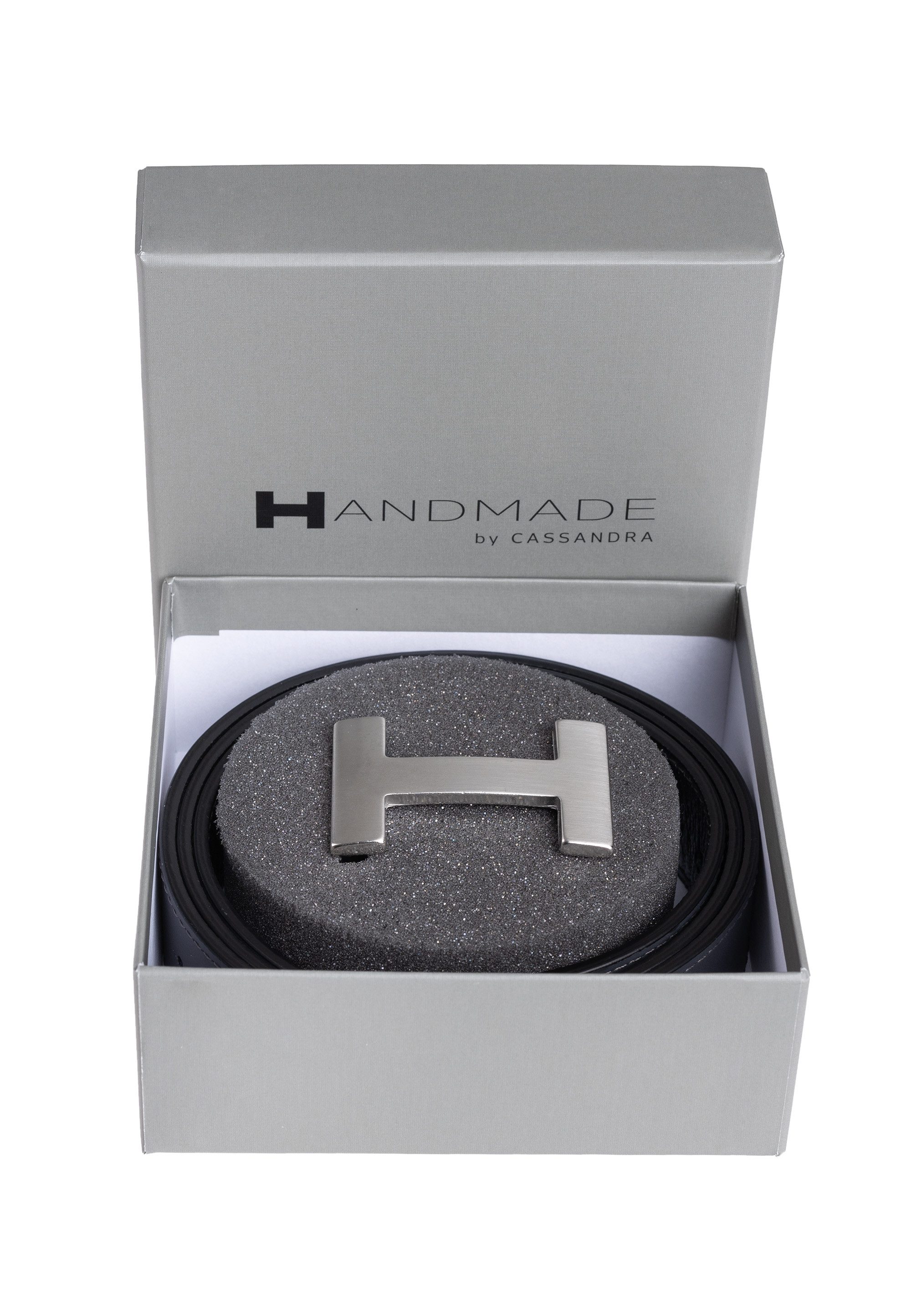 Handmade by CASSANDRA Wendegürtel "Two Sides" mit edler H-Schließe - ECHT LEDER Wendegürtel mit Geschenkbox