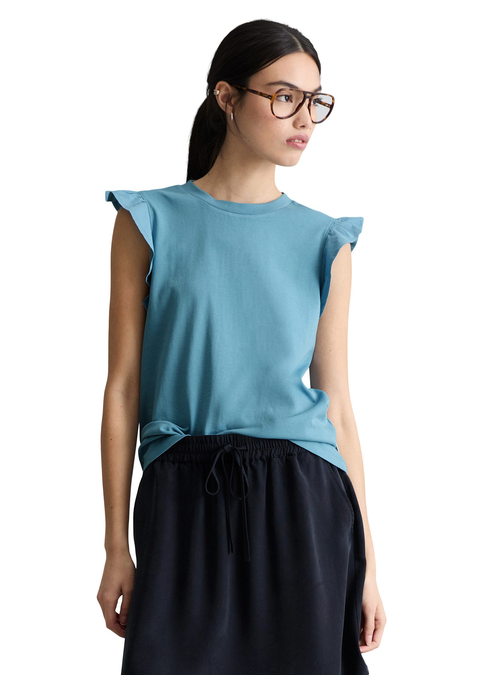 Marc O'Polo DENIM T-Shirt aus Material-Mix