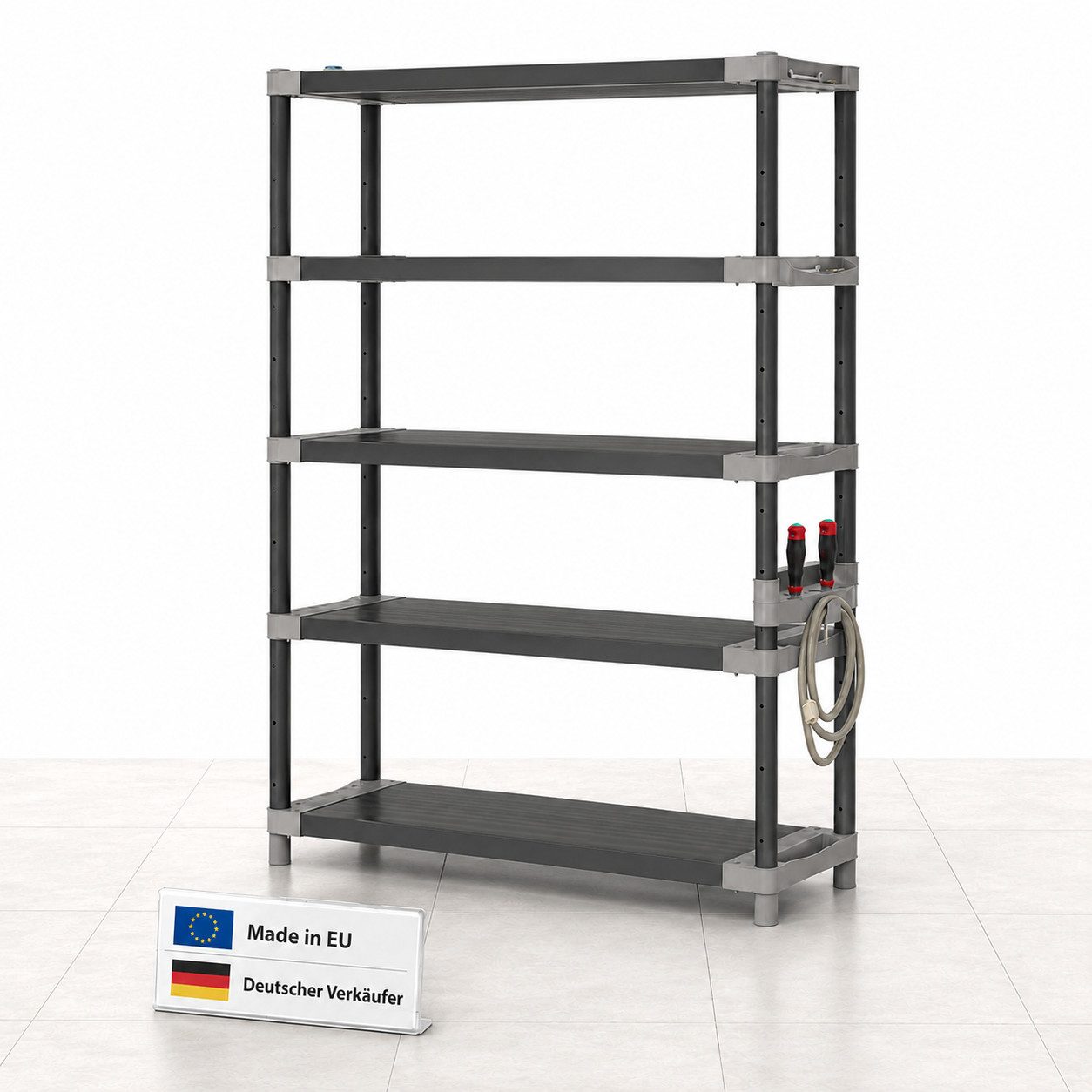 ONDIS24 Schwerlastregal Lagerregal Steckregal Kunststoffregal Qualipro 175 cm hoch, je 5 Böden bis gesamt 600/750 kg belastbar, mit Halterungen