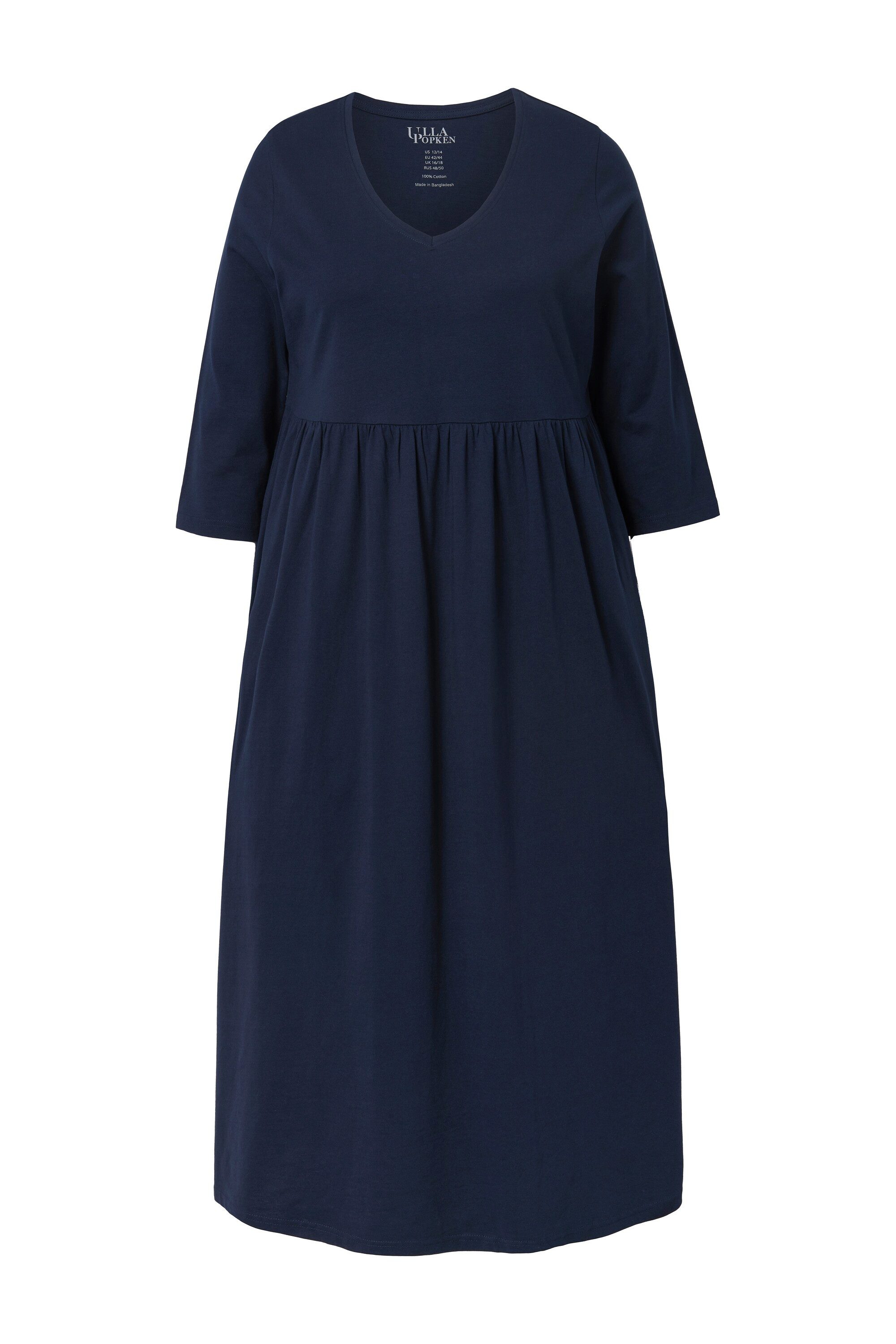 Ulla Popken Maxikleid Jerseykleid Empirenaht V-Ausschnitt günstig online kaufen