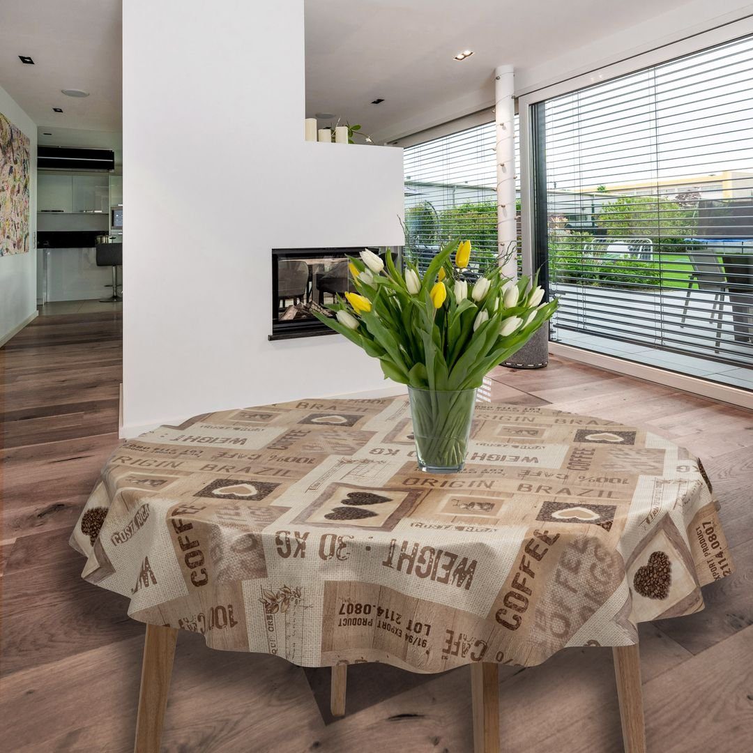 laro Tischdecke Wachstuch-Tischdecken Kaffee Herzen Rund günstig online kaufen