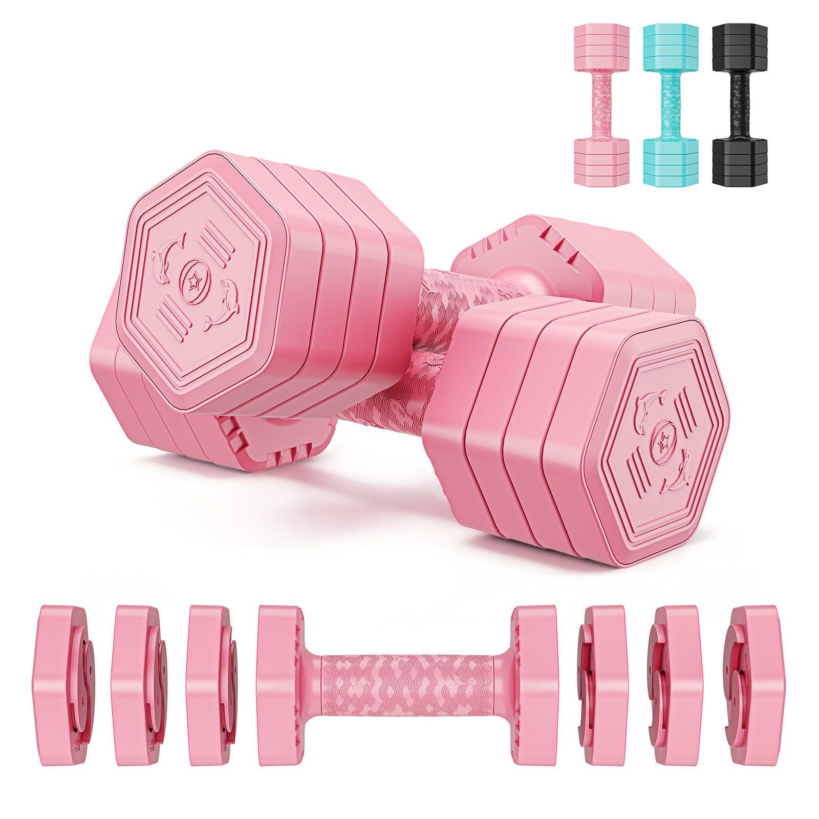 Dripex Hantel-Set Hanteln Set 2,5kgx2, 5kgx2 oder 7,5kgx2, Verstellbare 6 Hantelplatten