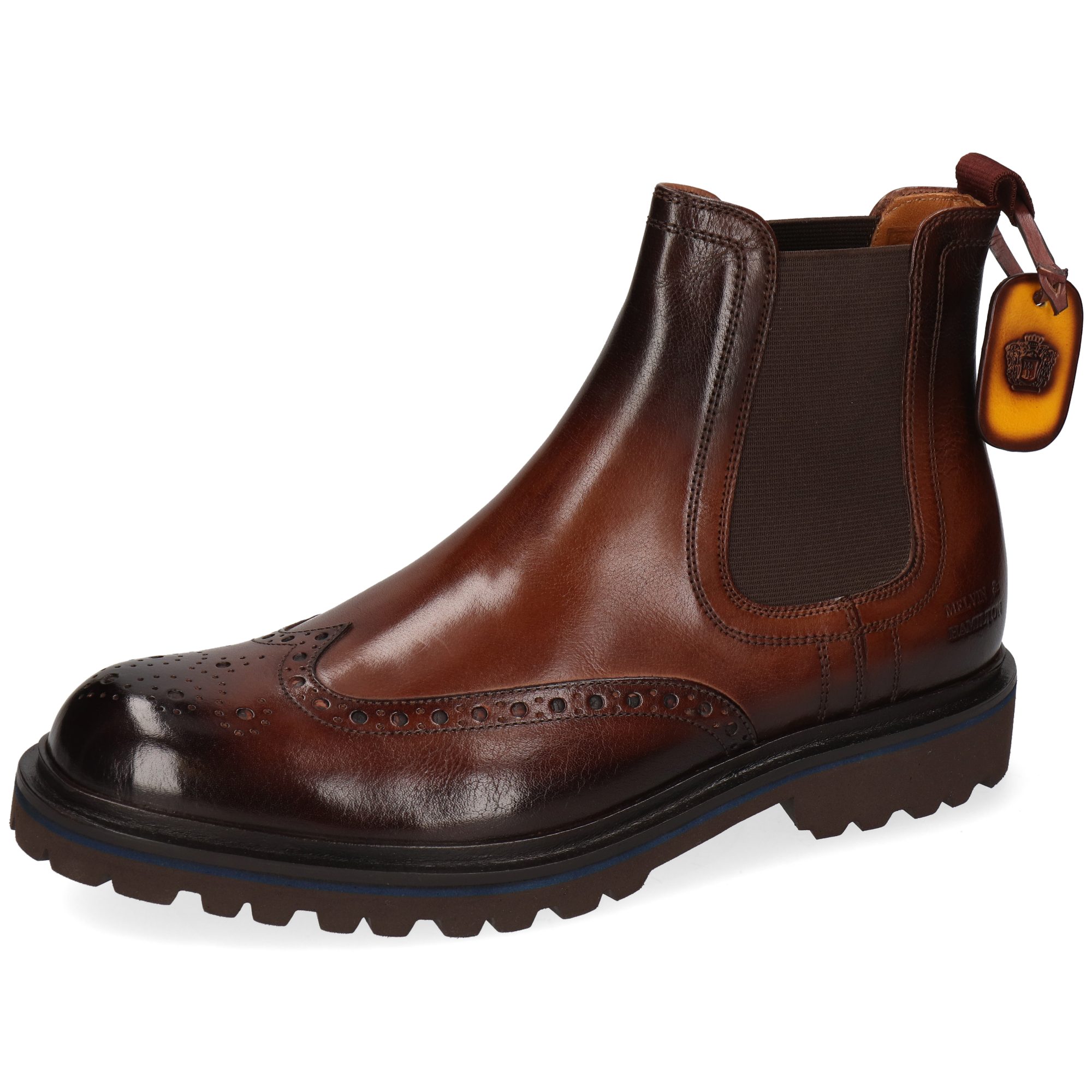 Melvin & Hamilton Pierce 15 Leder-Chelsea Boots für Herren Stiefelette Plateausohlen, Echtes Leder, Vegetabile Gerbung
