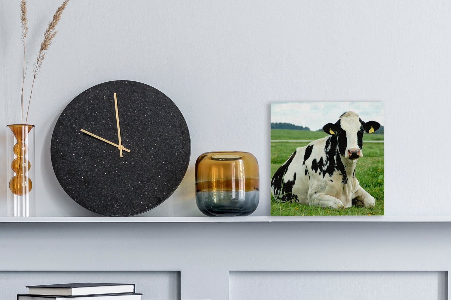 Wohnzimmer Berg, (1 St), für Tiere - Gras Leinwandbild Kuh OneMillionCanvasses® Schlafzimmer - - Leinwand Bilder