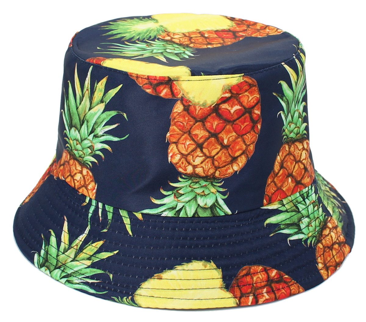dy_mode Fischerhut Wendemütze mit Ananas-Print – 2-in-1 Bucket Hat für Damen & Herren beidseitig tragbar