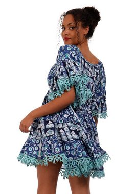 YC Fashion & Style Tunikakleid Boho Tunika Kleid Off Shouldner mit Schmuck Besatz (1-tlg) Schmuck-Besatz