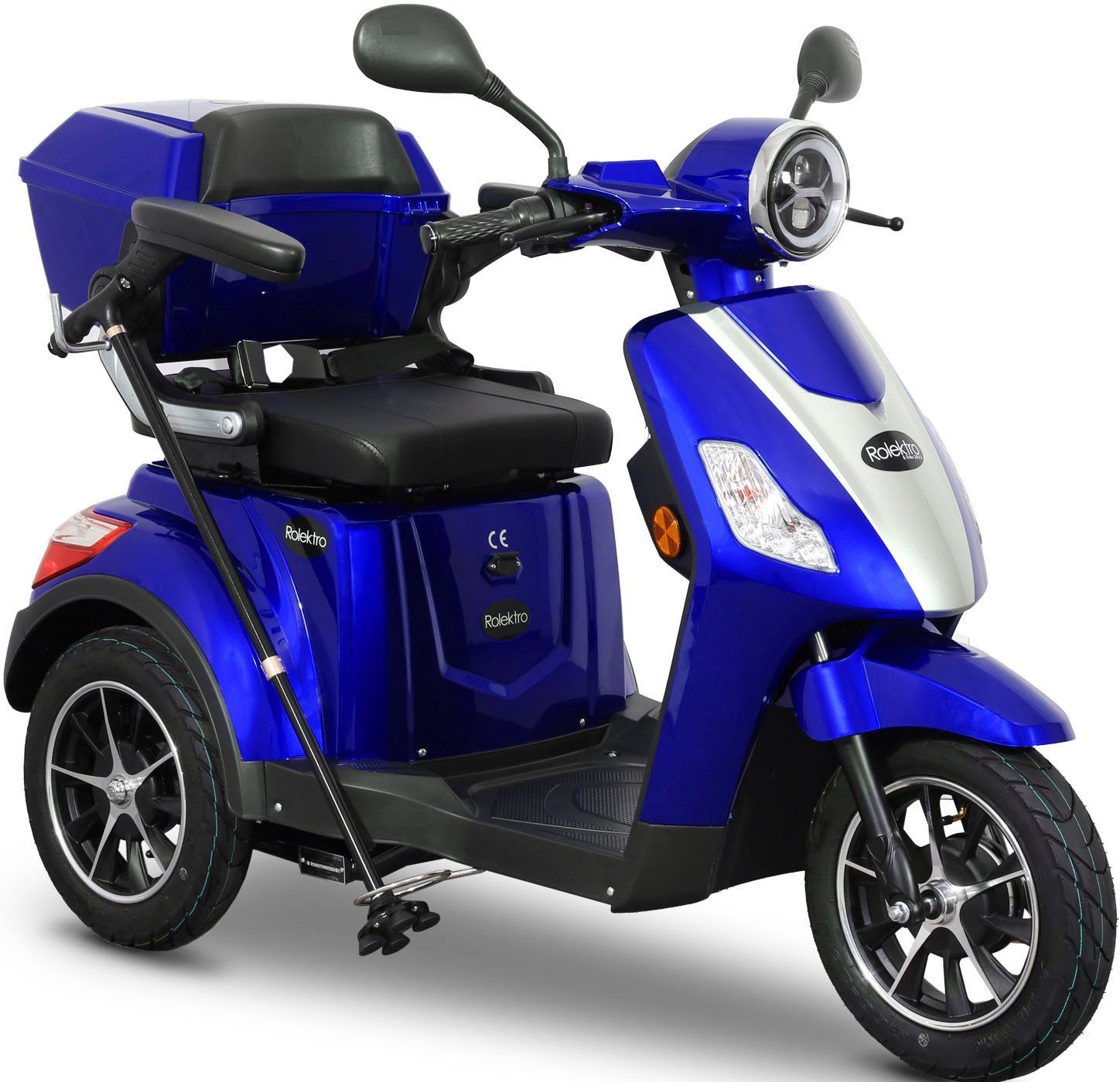Rolektro Elektromobil E-Trike 25 V.2, Blei-Gel-Akku, 1000 W, 25 km/h, (mit Topcase) blau
