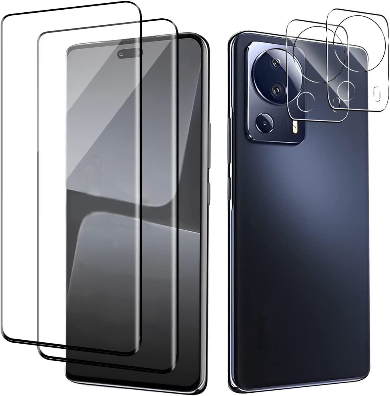 MSM Displayschutzglas 2X Schutzglas (Display + Kamera) für Xiaomi 13 Lite 5G Panzerfolie