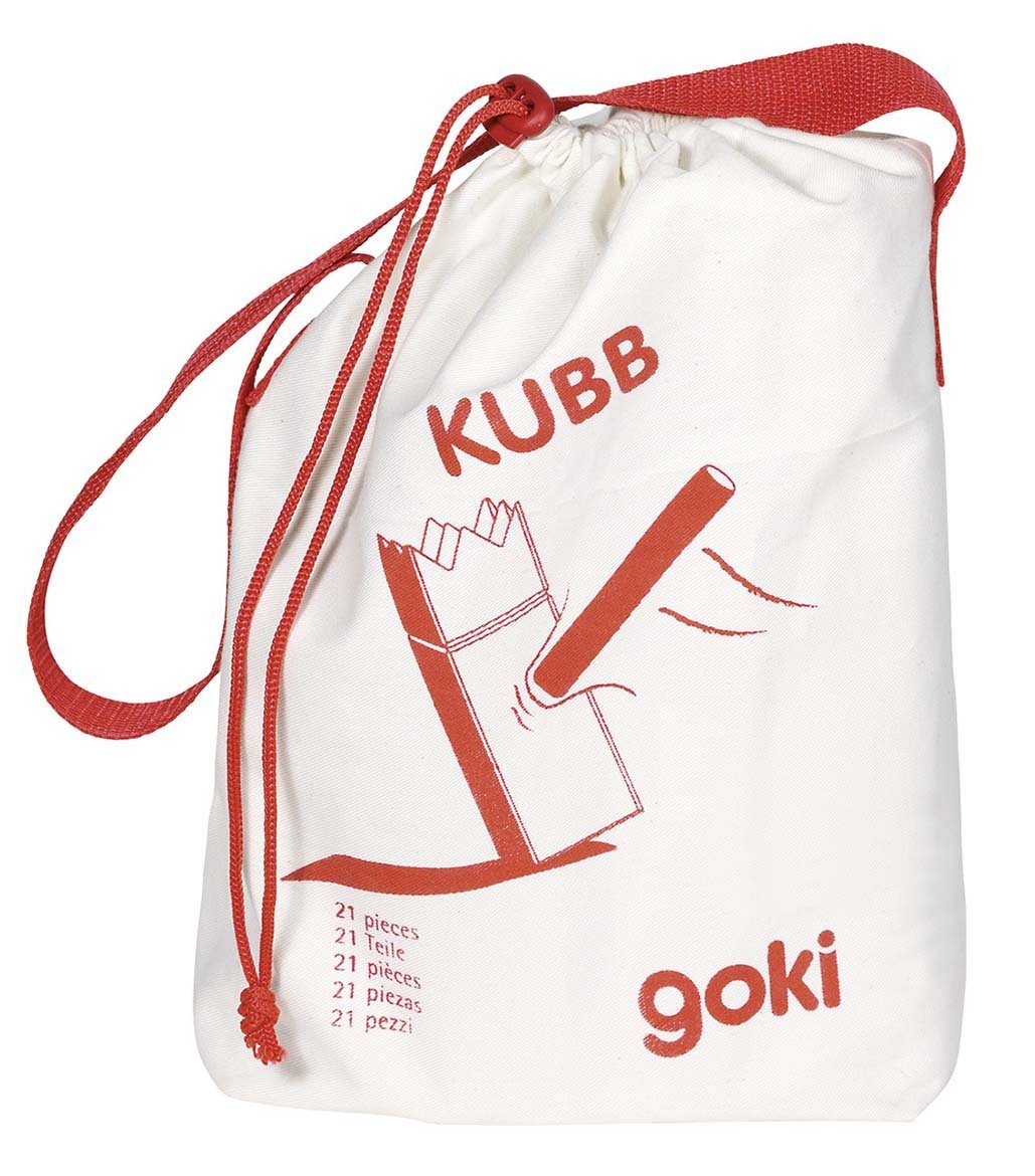 goki Spiel Wikingerspiel Kubb, im stabilen Baumwollbeutel, Familienspiel, Made in Europe