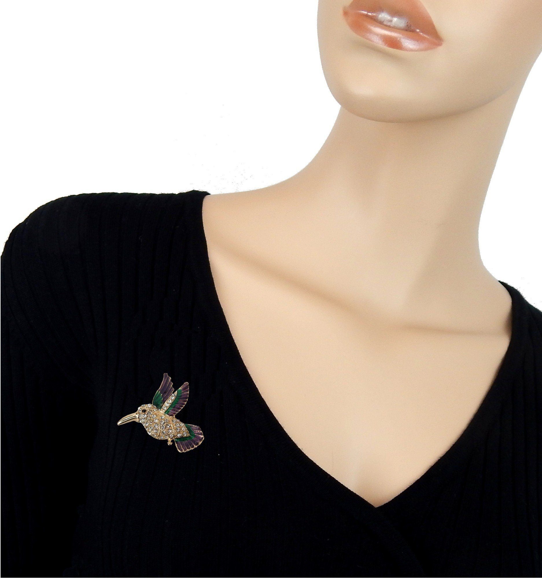 Ella Jonte Brosche, Vogel Kolibri gold grün beere Strass Ziernadel günstig online kaufen