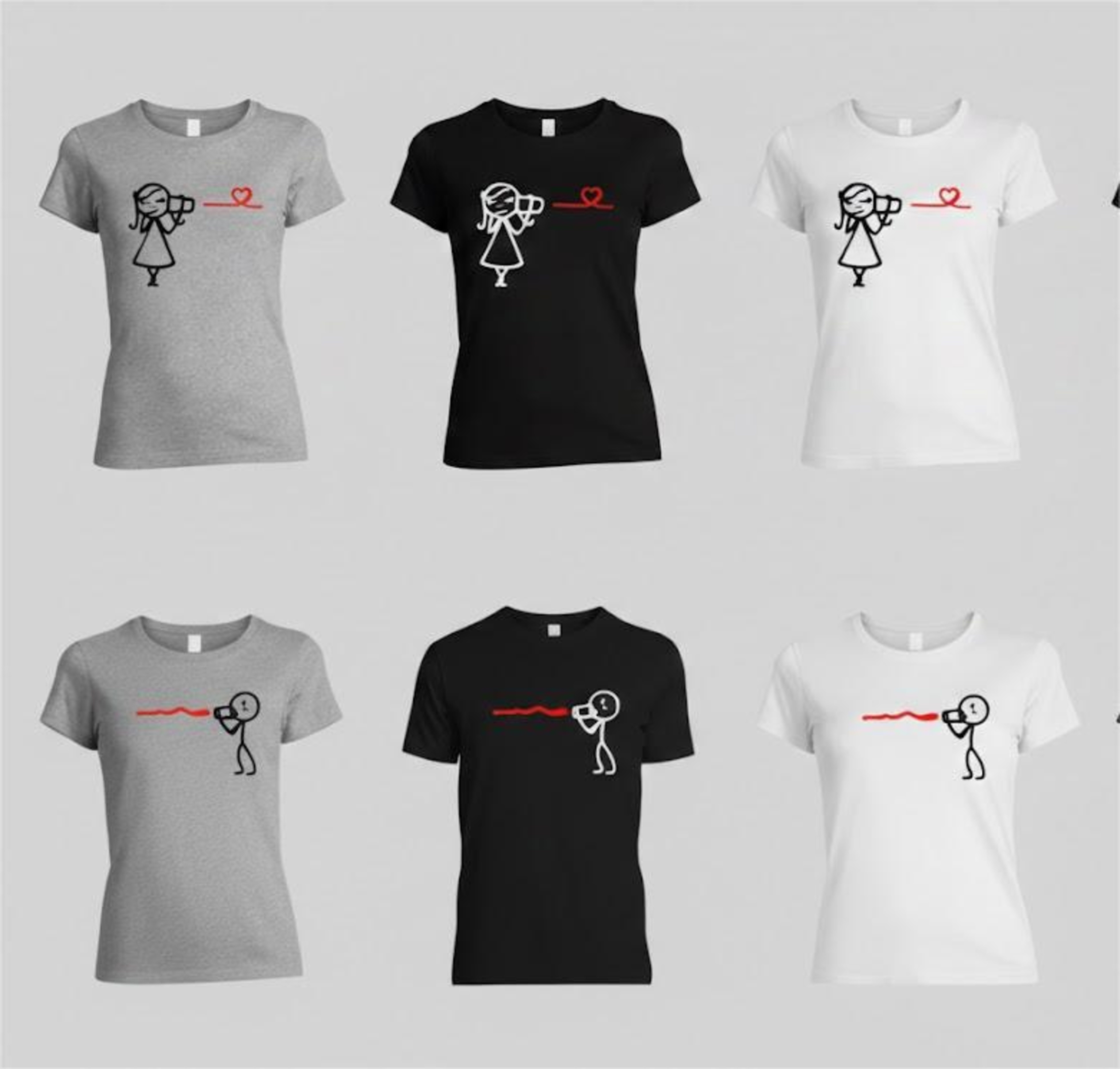 Blondie & Brownie T-Shirt Partner Pärchen Valentin Shirt Hearing the Love BFF Friends Hochzeit