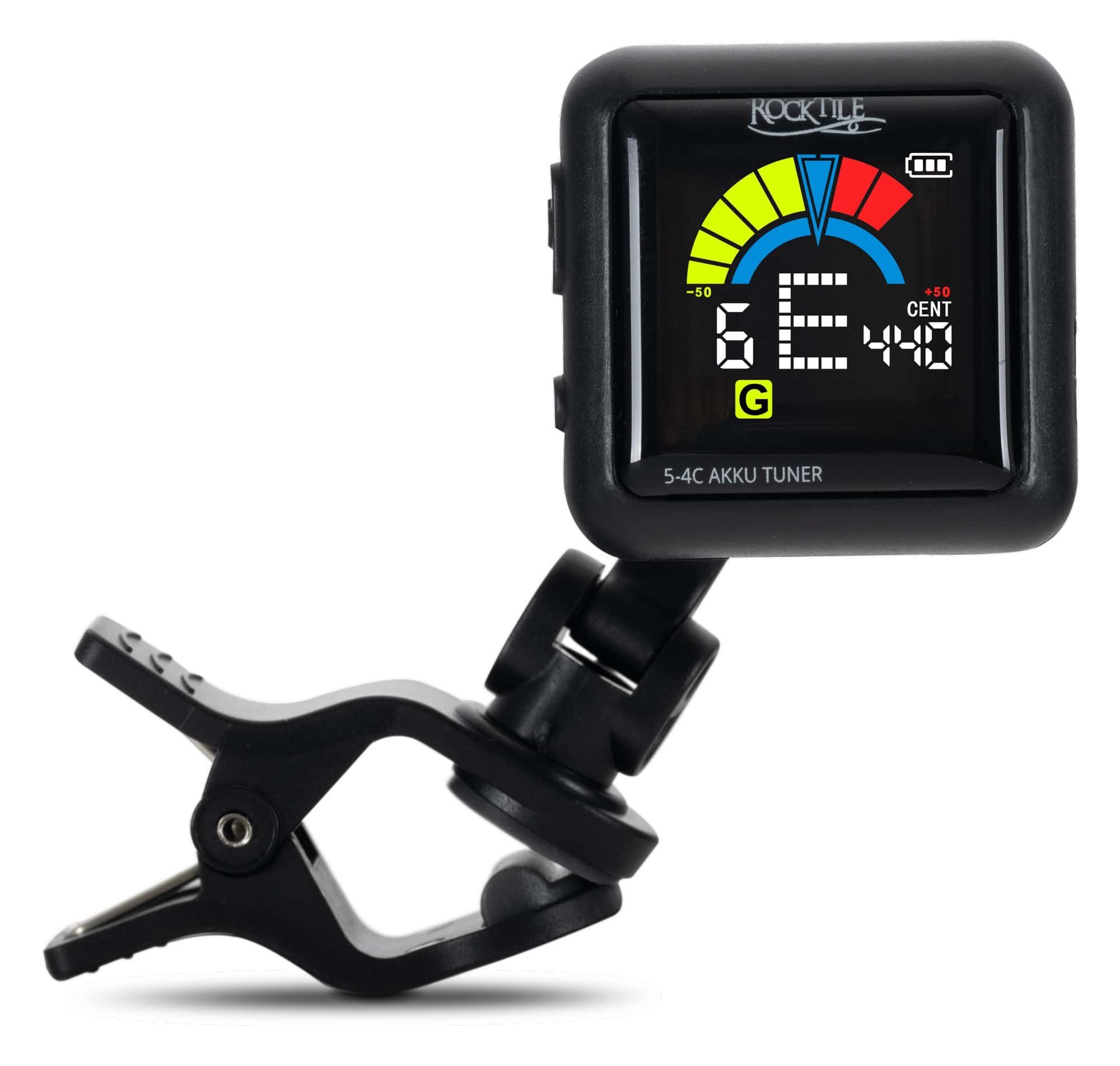 Rocktile Stimmgerät 5-4C AKKU Clip Tuner, (inkl. USB-Ladekabel, 2-tlg), mit integriertem Akku - geeignet für Gitarre, Bass, Ukulele & Violine