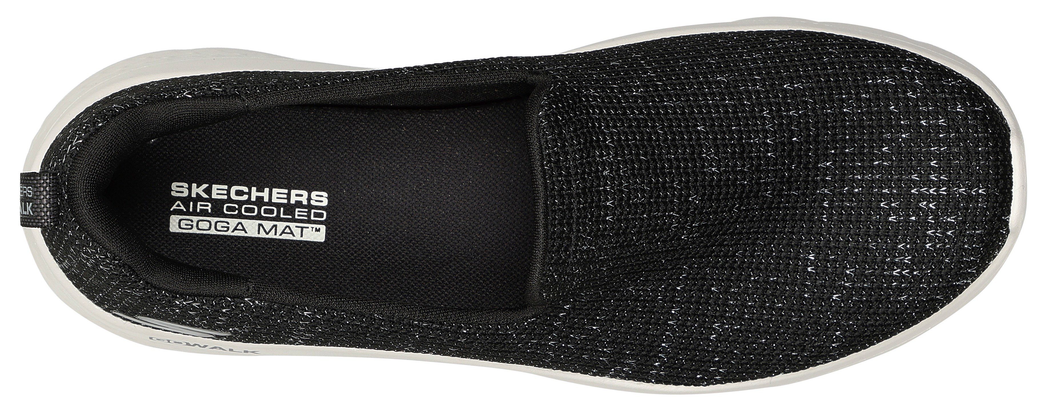 Sneaker an WALK Logo Slip-On mit schwarz-meliert der Skechers GO Ferse FLEX-