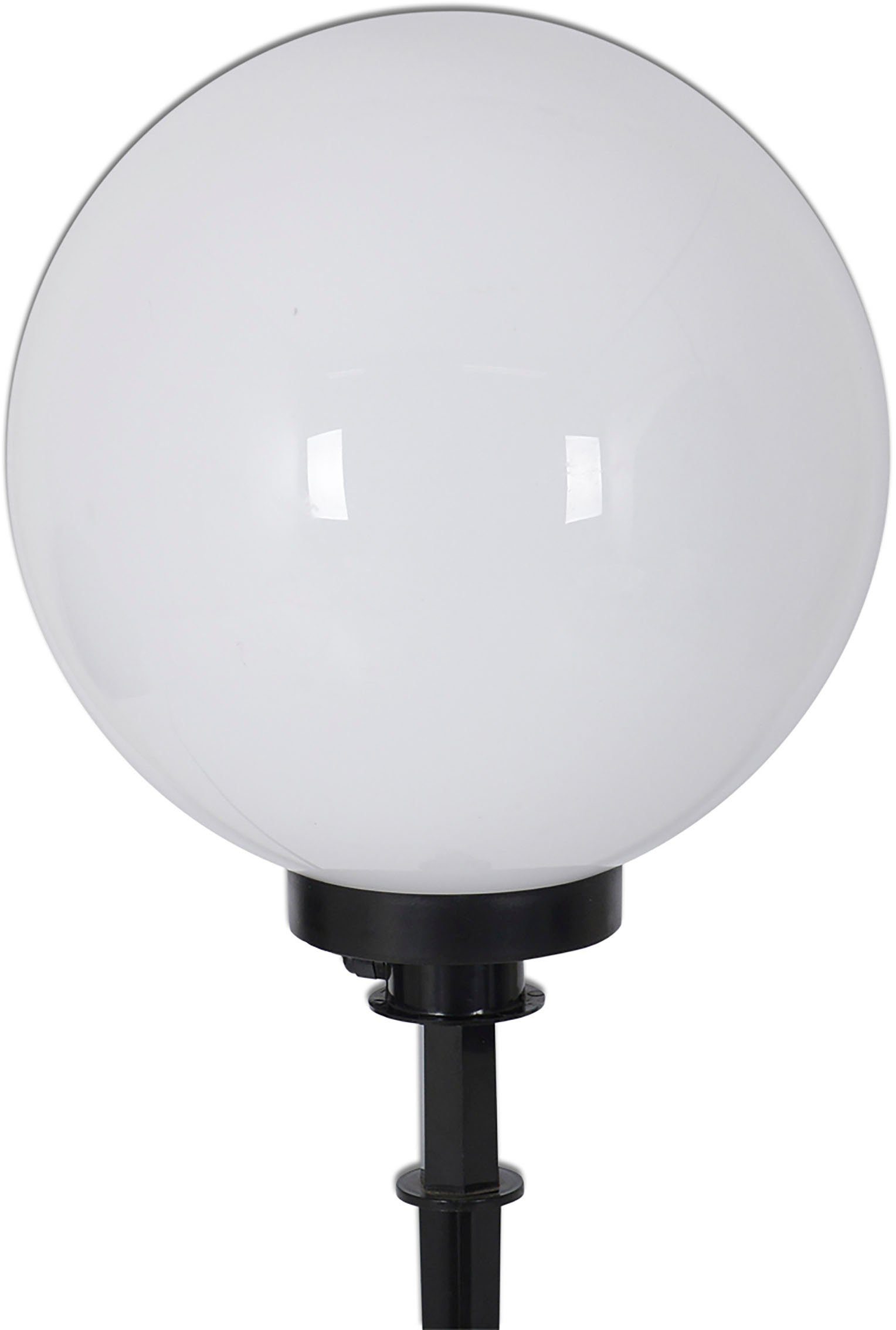 näve Kugelleuchte Ball, Leuchtmittel wechselbar, Kunststoff, weiß/opal, D: 40cm, Spieß schwarz, exkl. 1 x E27 max. 40W