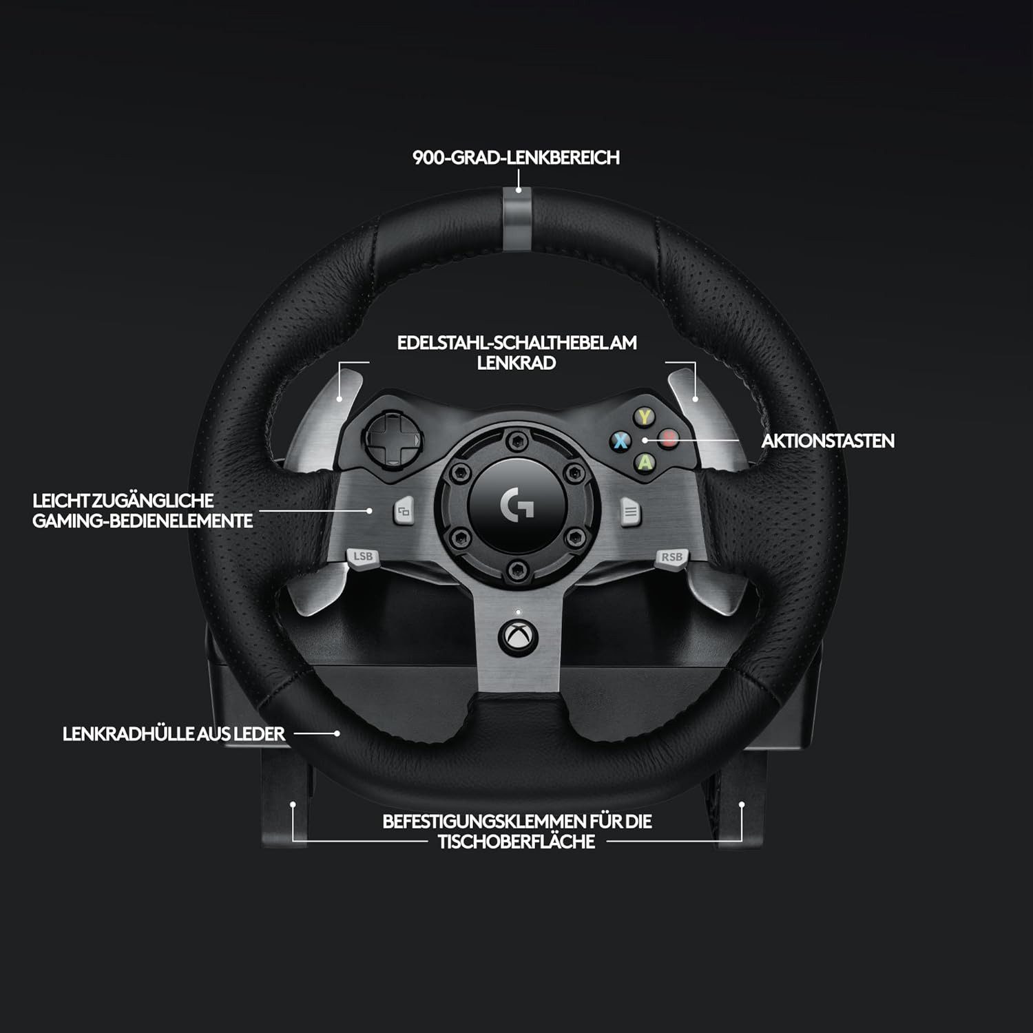 Logitech G G920 Xbox PC Lenkrad mit Schaltung und Pedalen Gaming-Lenkrad (Driving Force Komplett Set mit 6 Gänge Schaltknauf Schalthebel, Rennlenkrad, Bremspeda – Bild 2 von 5