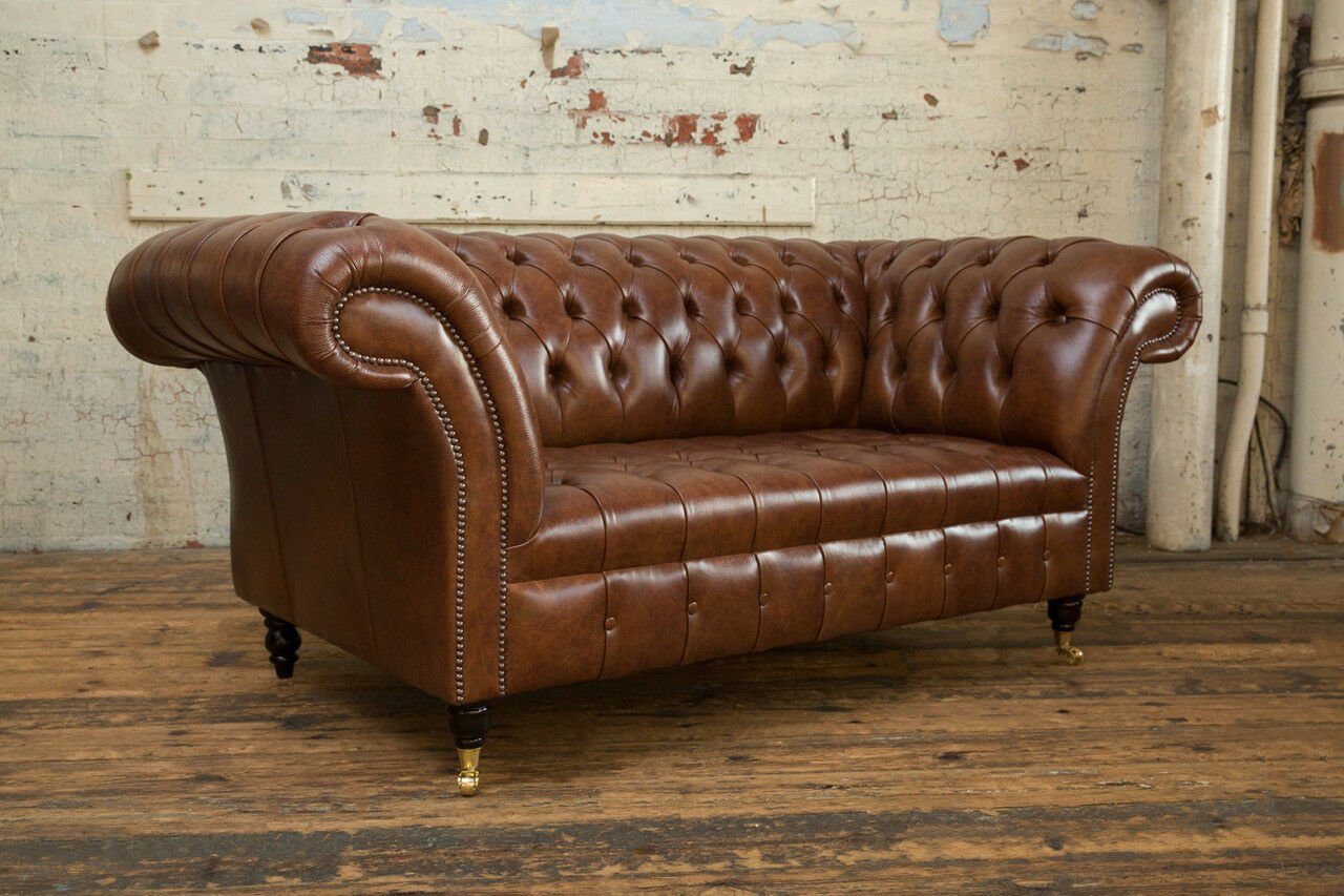 Design Sitzer Sofa 2 Couch 185 Chesterfield-Sofa, Chesterfield cm JVmoebel