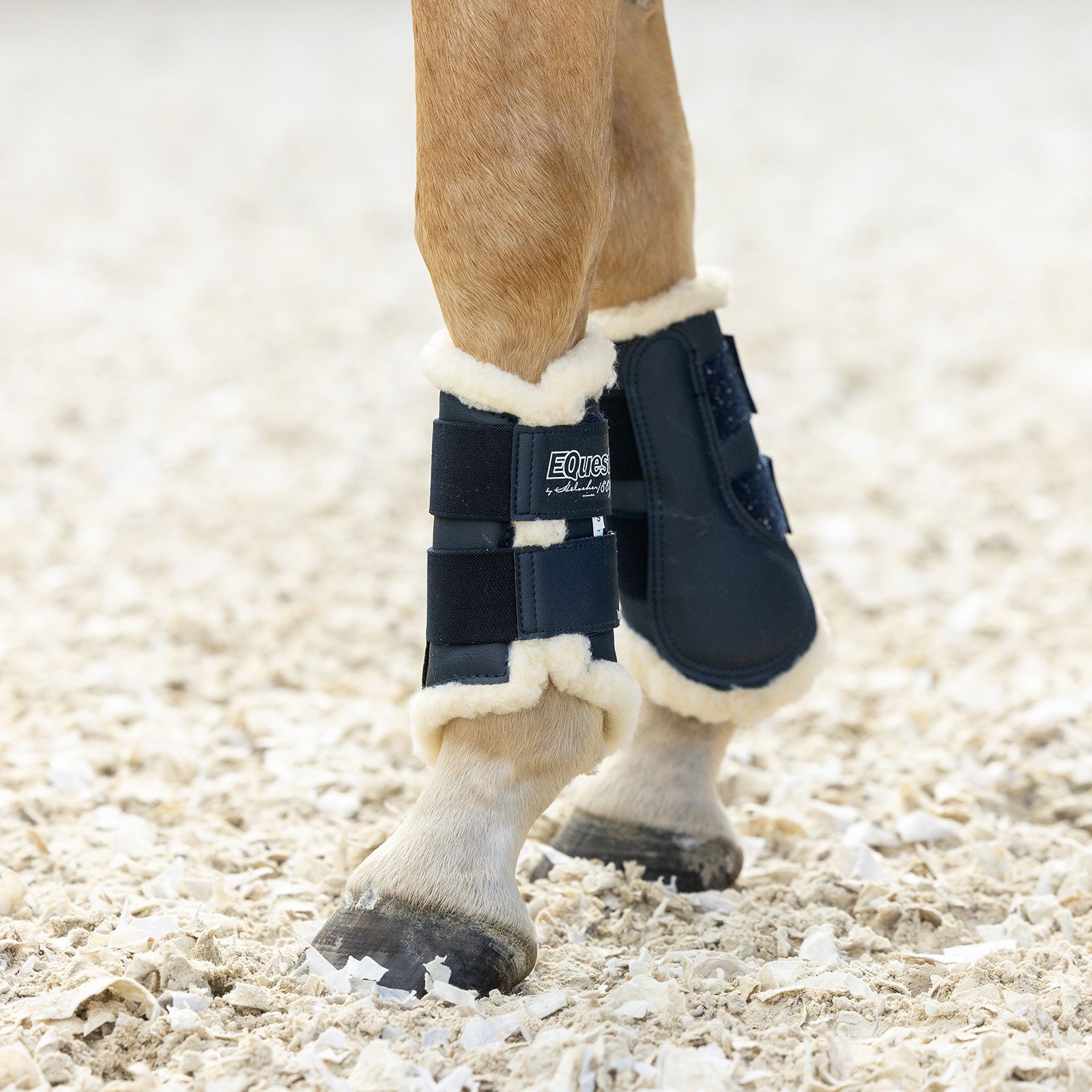 EQuest Gamaschen Softgamasche für Pferde, 2er Set, Navy/Natur, L