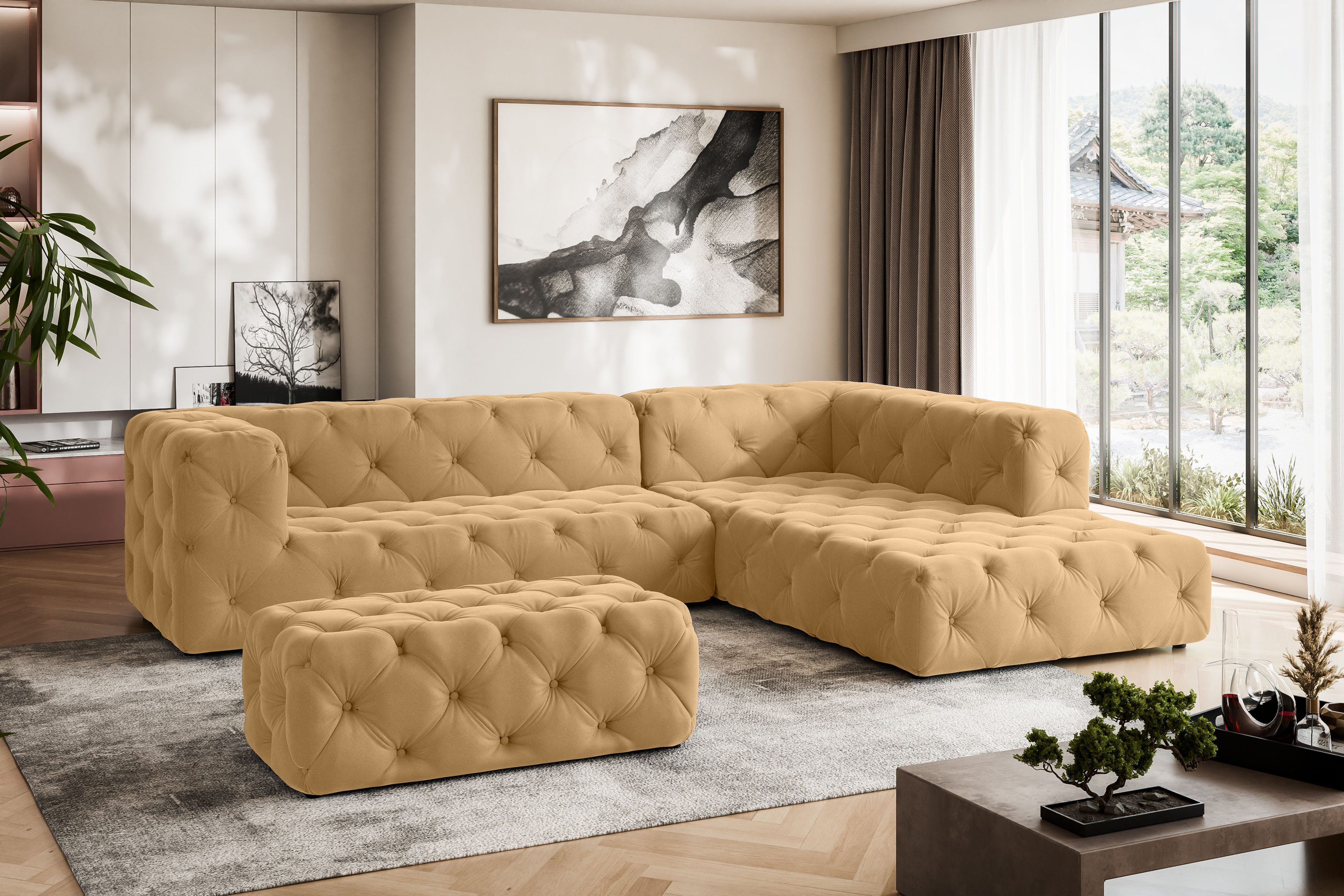 Home affaire Ecksofa FOLLINA, L-Form, mit klassischer Chesterfield-Knopfheftung