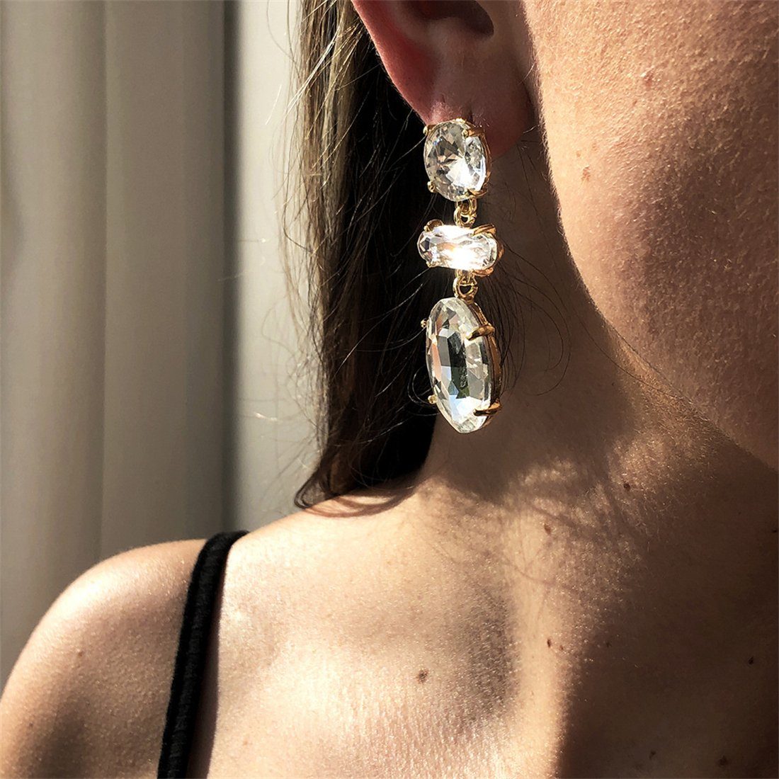 YOOdy~ Paar Ohrhänger Ohrringe schmuck ohrhänger (1-tlg) damen Diamanten Weiß Temperament Ohrstecker