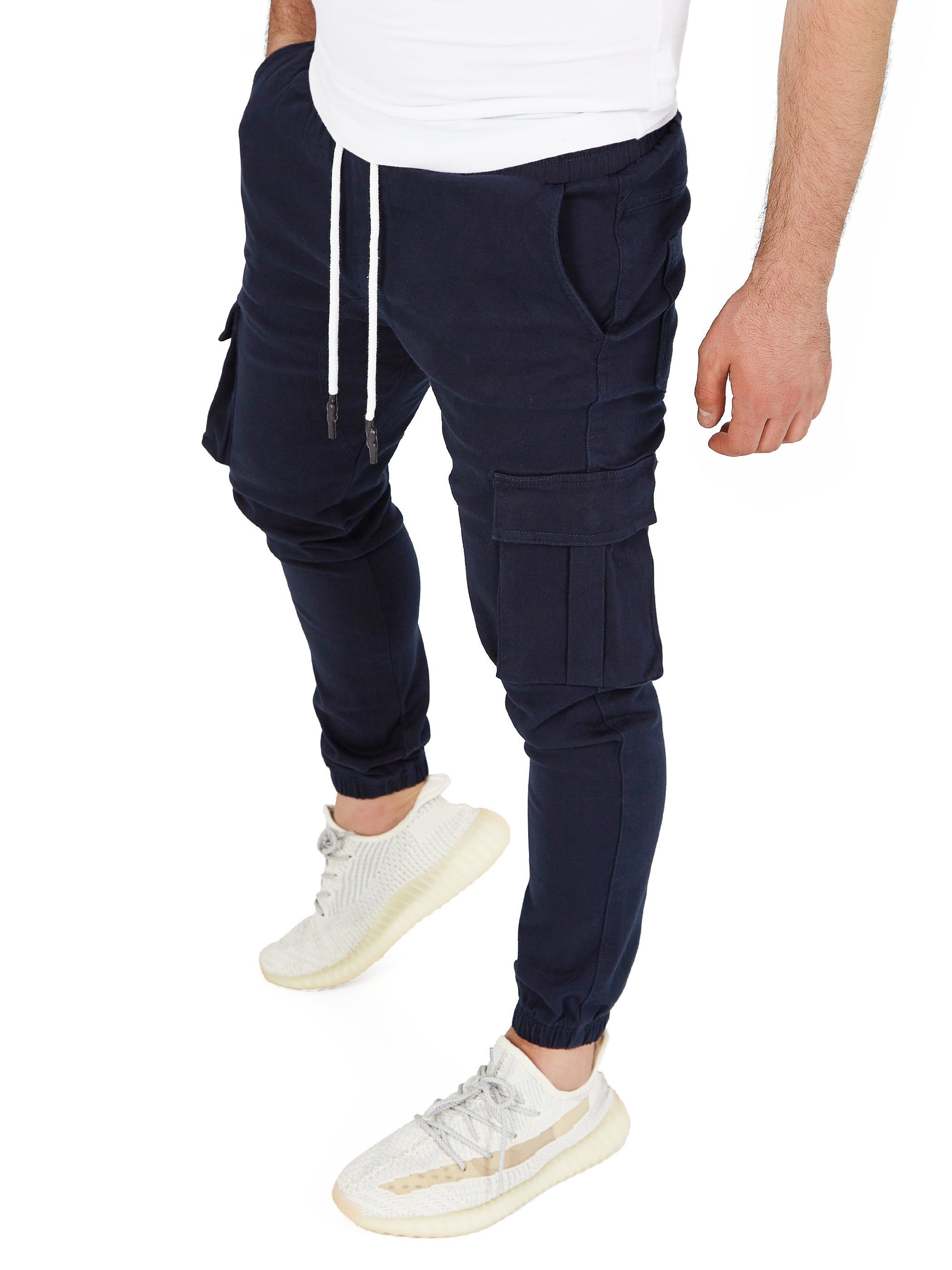 Pittman Cargohose Cargohosen Herren Chino Giga mit elastischem Bund, Cargotaschen