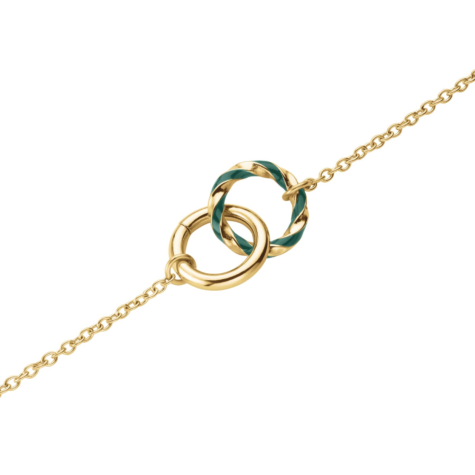 ROSEFIELD Edelstahlkette ROSEFIELD Emerald Duo Necklace Smaragd-Duo-Halskette Goldfarben