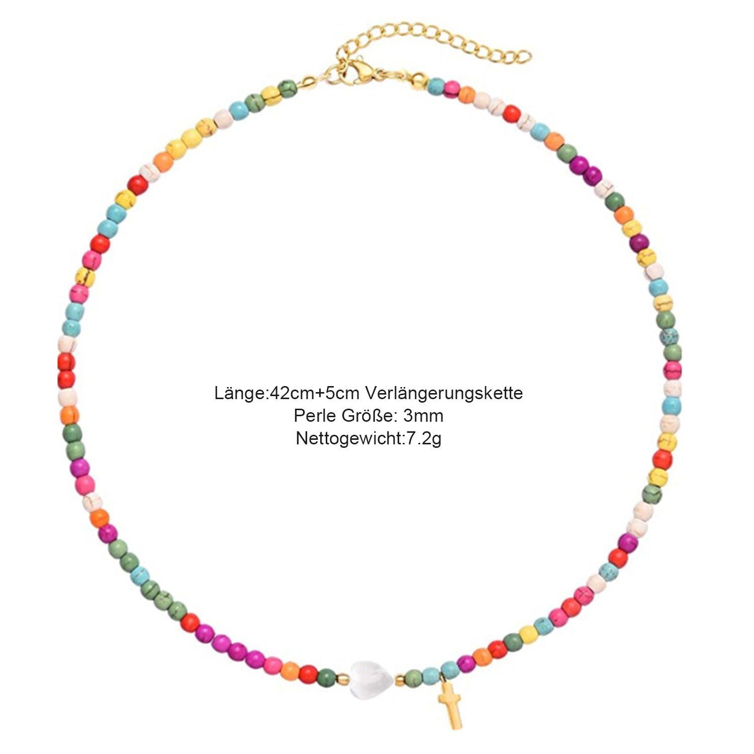 Halskette Layered Perlenkette Frauen, 18K Halskette aus vergoldet für NK8038 Edelstahl Süßwasserperlen MAGICSHE