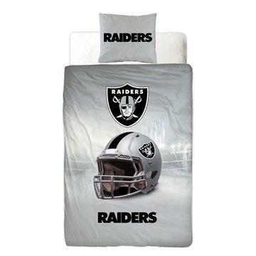 Wendebettwäsche NFL American Football Bettwäsche Las Vegas Raiders Linon / Renforcé, BERONAGE, 100% Baumwolle, 2 teilig, 135x200 + 80x80 cm