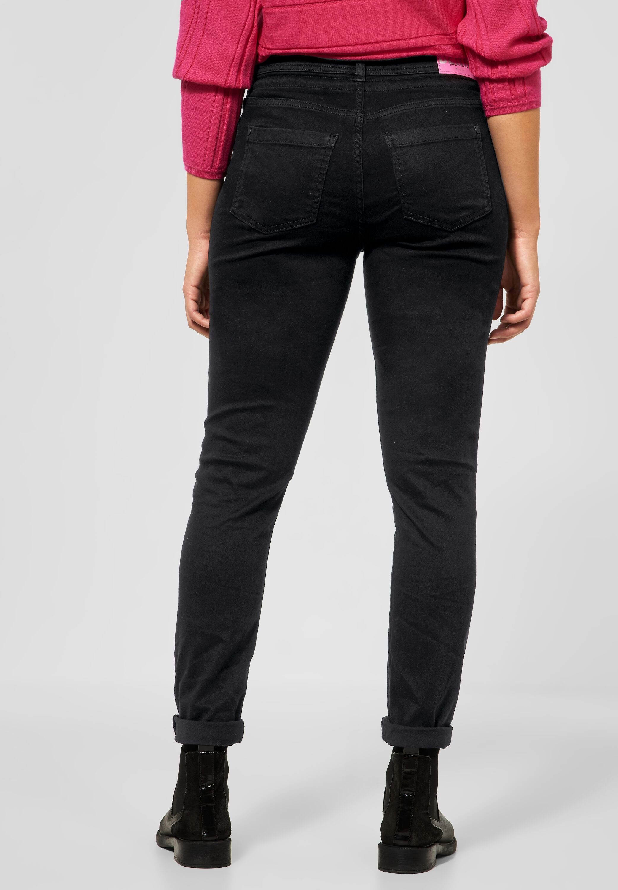 STREET ONE Comfort-fit-Jeans 4-Pocket Style, Bund mit Tunnelzugband,  Reißverschluss und Knopf