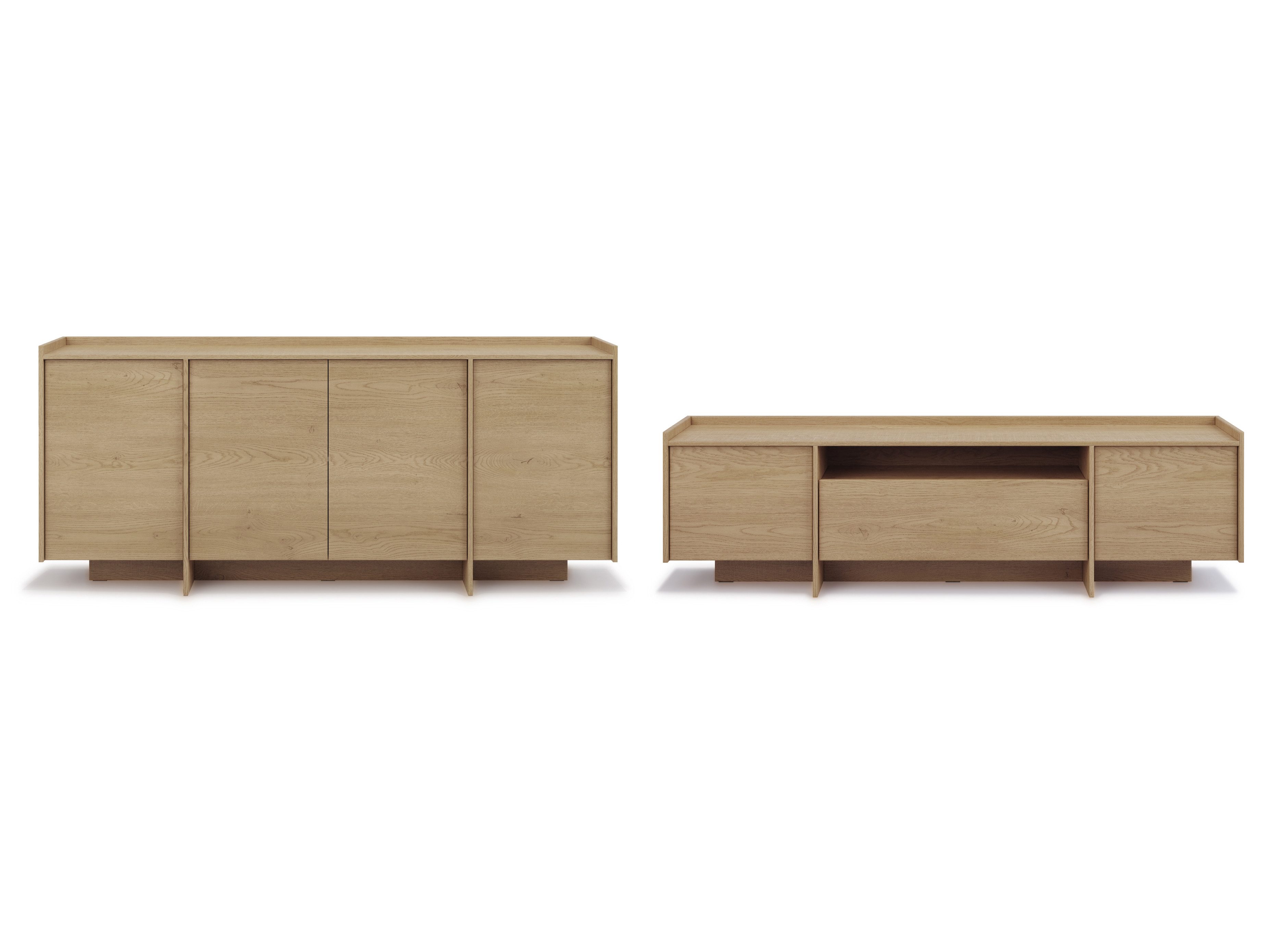 Beautysofa Wohnzimmer-Set JUNI, (im Japandi-Stil, Push-to-Open-Funktion), Kommode + TV-Schrank