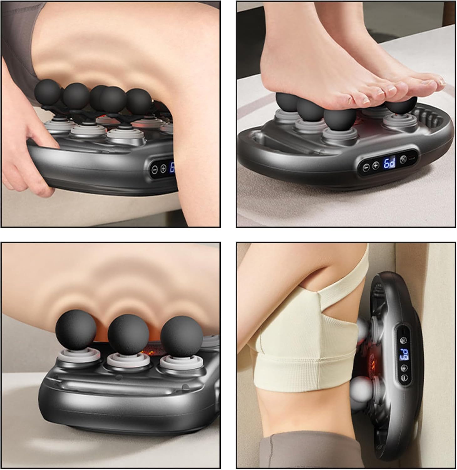 ibettertec Massagegerät Massagegerät, 2-in-1-Nacken-Schulter-Rücken-Massagegerät, mit 12 Massageköpfen, Muskelmassagegerät mit 9 Intensitätsstufen, Geschenk, elektrische Massagepistole