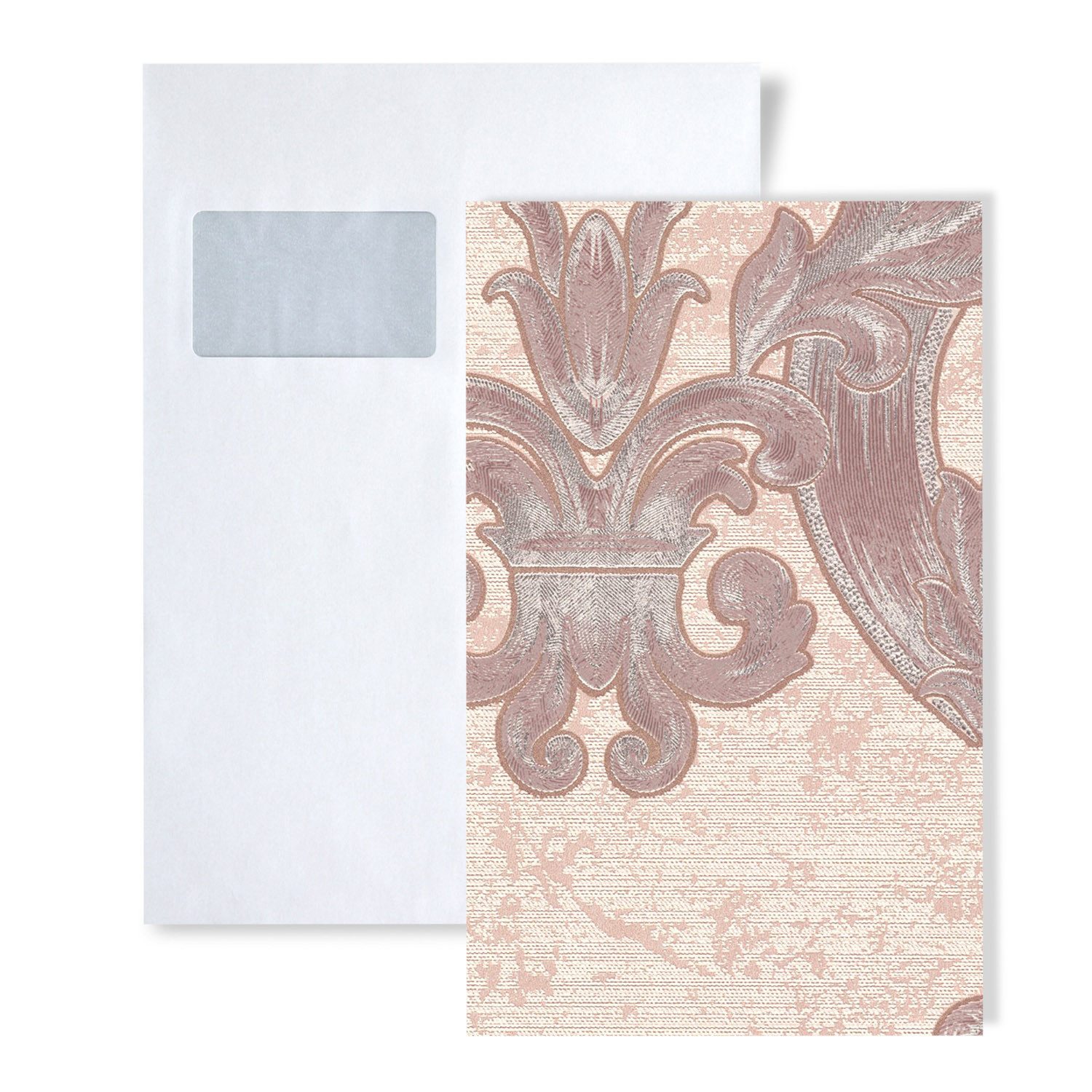 Edem Vinyltapete 1 MUSTERSTÜCK S-1026-13 DIN A4 MUSTER der Barock Tapete, grafisch, Metall-Effekte, ornamental, Barock-Style, (1 Musterblatt, ca. A5-A4), creme, beige, silber