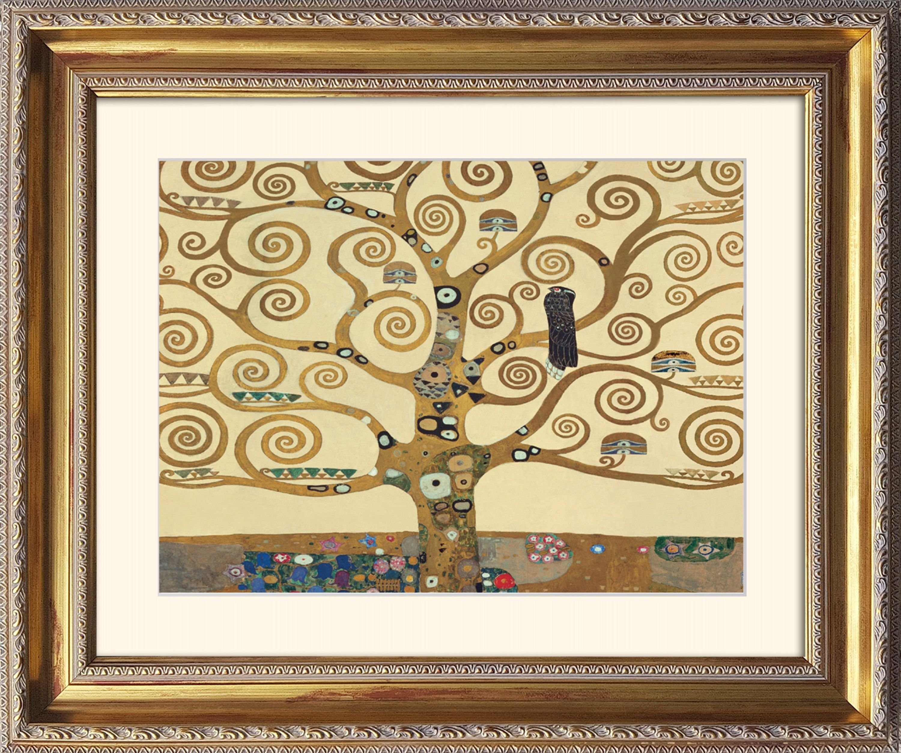 artissimo Bild mit Rahmen Klimt Bild mit Barock-Rahmen / Плакат gerahmt 63x53cm / Wandbild, Gustav Klimt: The Tree of life - Lebensbaum