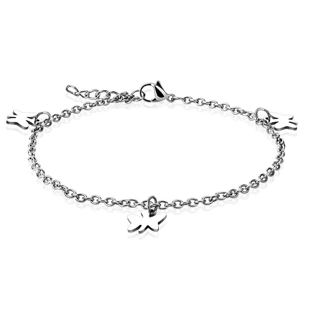 Ketten-Set Bettelarmband Schmetterling Silber aus Edelstahl Damen
