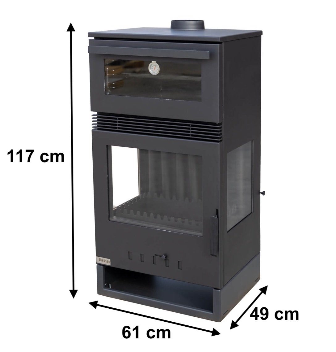 Teba Therm Kaminofen mit Backfach Panorama günstig online kaufen