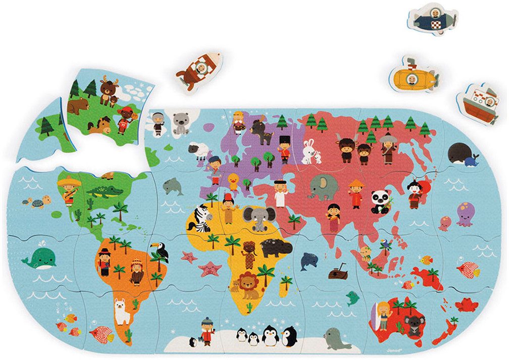 Janod Puzzle Welt, 28 Puzzleteile, für günstig online kaufen