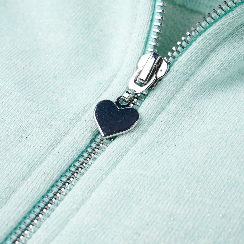 vidaXL Kapuzenpullover Kinder-Kapuzenpullover mit Reißverschluss Helles Minzgrün 92