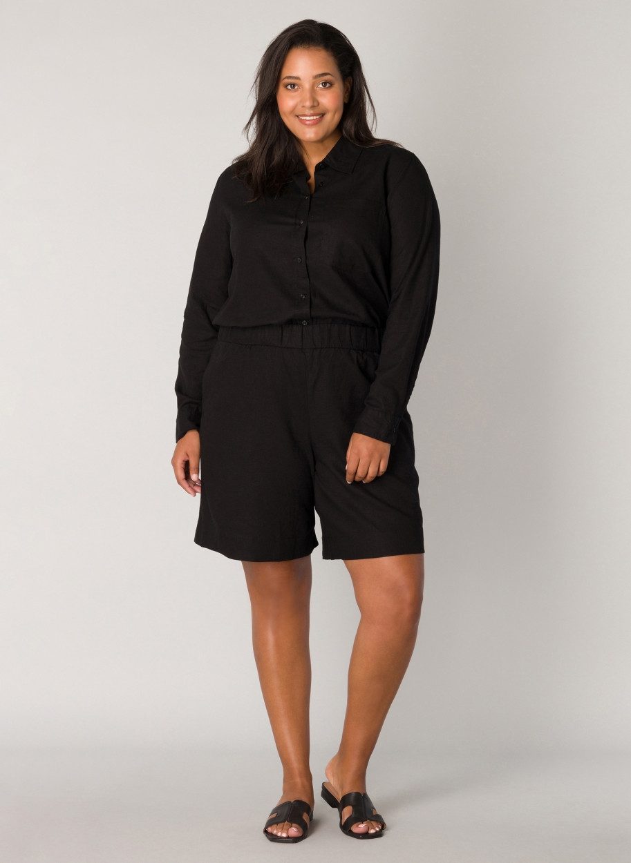 Base Level Curvy Relaxshorts YARDAN Sommerhose aus Leinen und Viskose und mit elastischem Bund