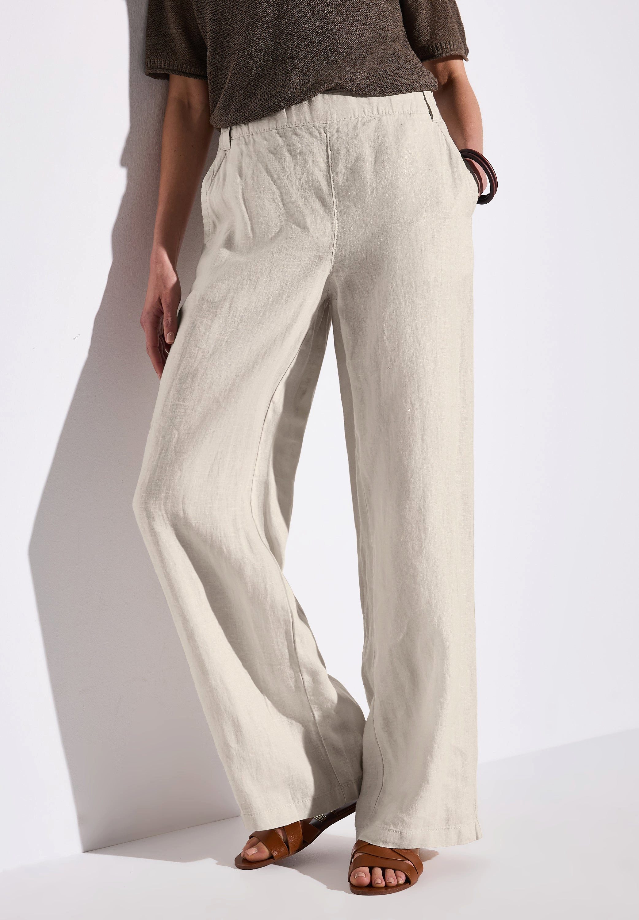 STREET ONE Stoffhose Wide Leg Leinenhose günstig online kaufen