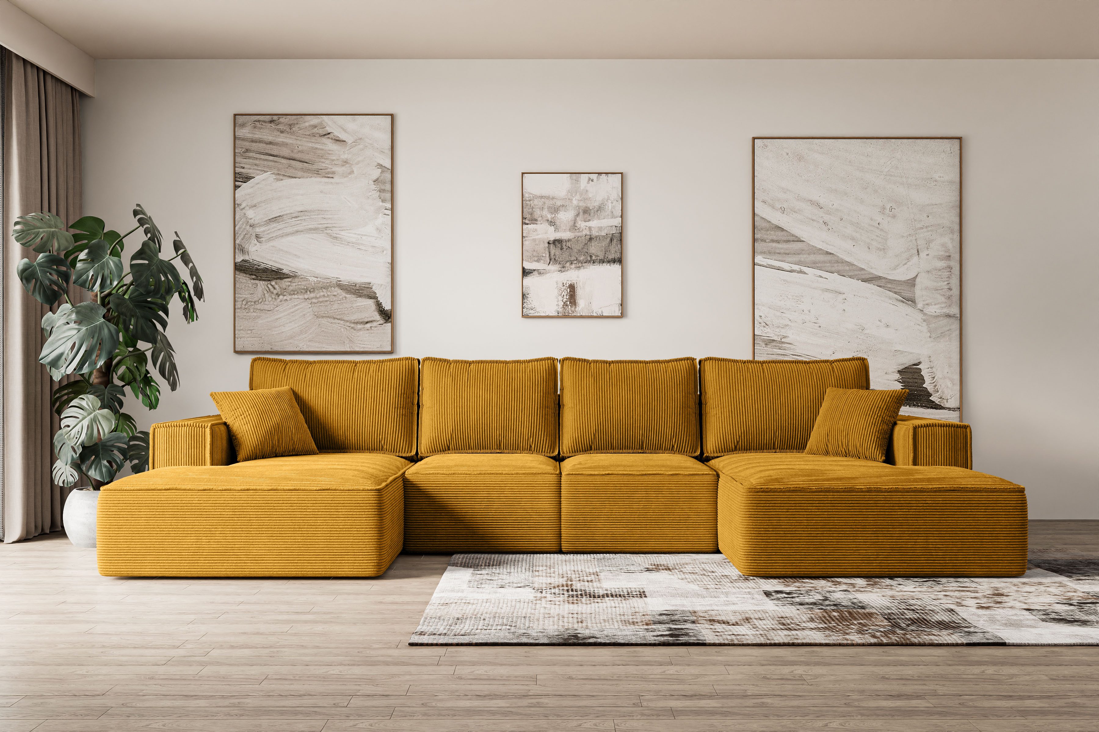 ALTDECOR Wohnlandschaft SIERRA-U-S, Couch mit Schlaffunktion, Wohnzimmer - Wohnlandschaft, Corner Sofa Bett Eckcouch Couch L-Form Schlafcouch Ausziehbar