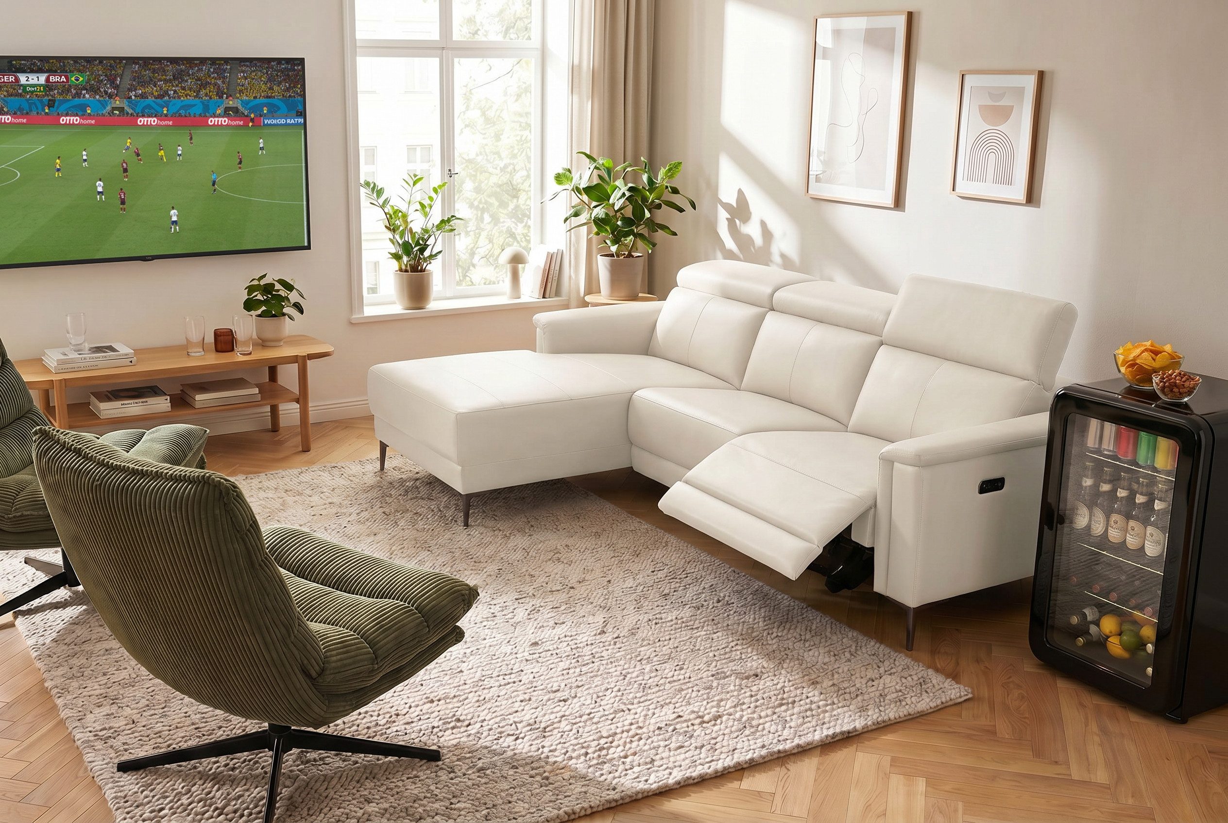OTTO home Ecksofa LUND, L-Form, 261cm, man. o. elektr. Relaxfunktion (mit USB-A), und Kopfteilverstellung