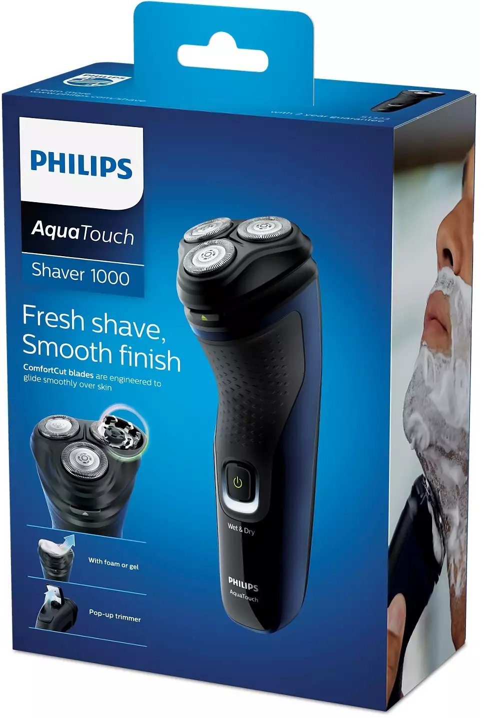 Philips Elektrorasierer S 1323/ 41 Aqua Touch 1000, Abwaschen, Aufsätze: 1, Langhaartrimmer, Nass & Trocken