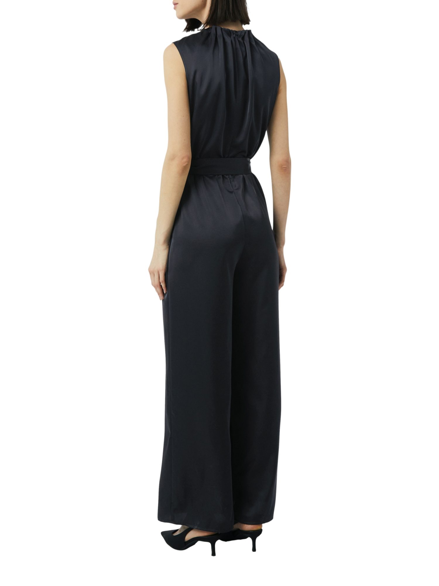 comma Jumpsuit schwarz,Casual,Polyester,Unifarben,Rundhals,Ärmellos,Regular Fit