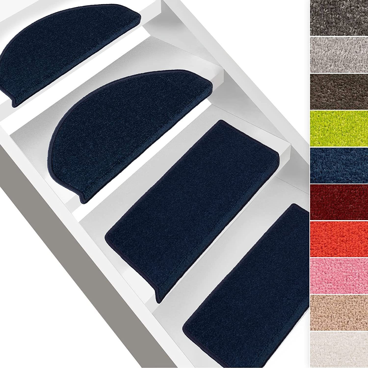 Stufenmatte Fallon, Treppenschutz in 9 Farben, 2 Varianten, Stufenschoner, Karat, Halbrund, Höhe: 8.5 mm, Velours-Oberfläche