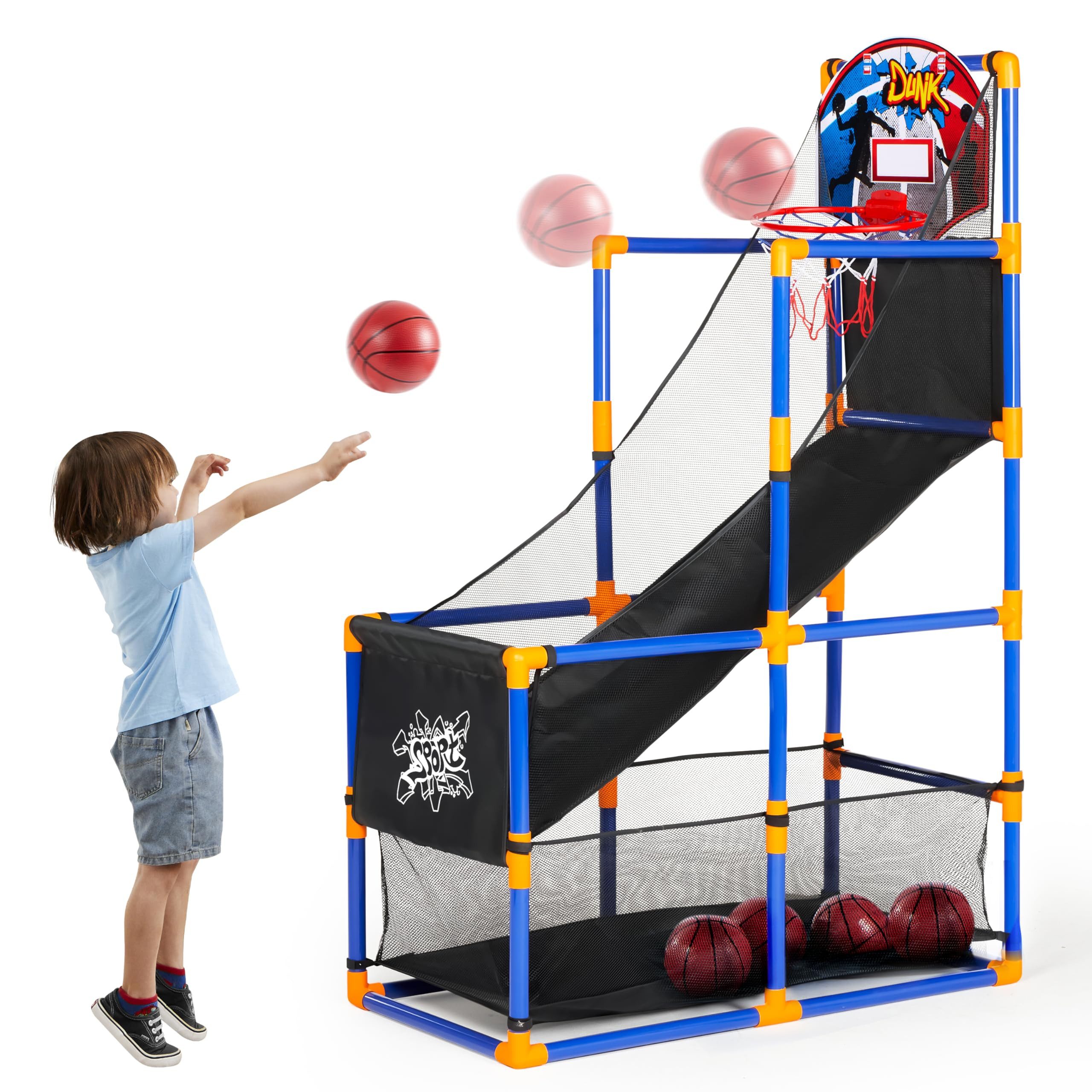 JOYIN Basketballkorb JOYIN Basketballspiel mit 4 Bällen, Korb, Pumpe – für Kinder ab 3 J.