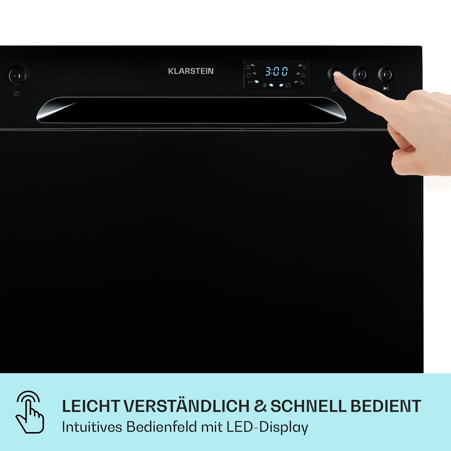 Klarstein Standgeschirrspüler DSM-Havasia-8-black 10041829, 8 l, Spühlmaschine 55 cm freistehend oder einbaufähig schwarz