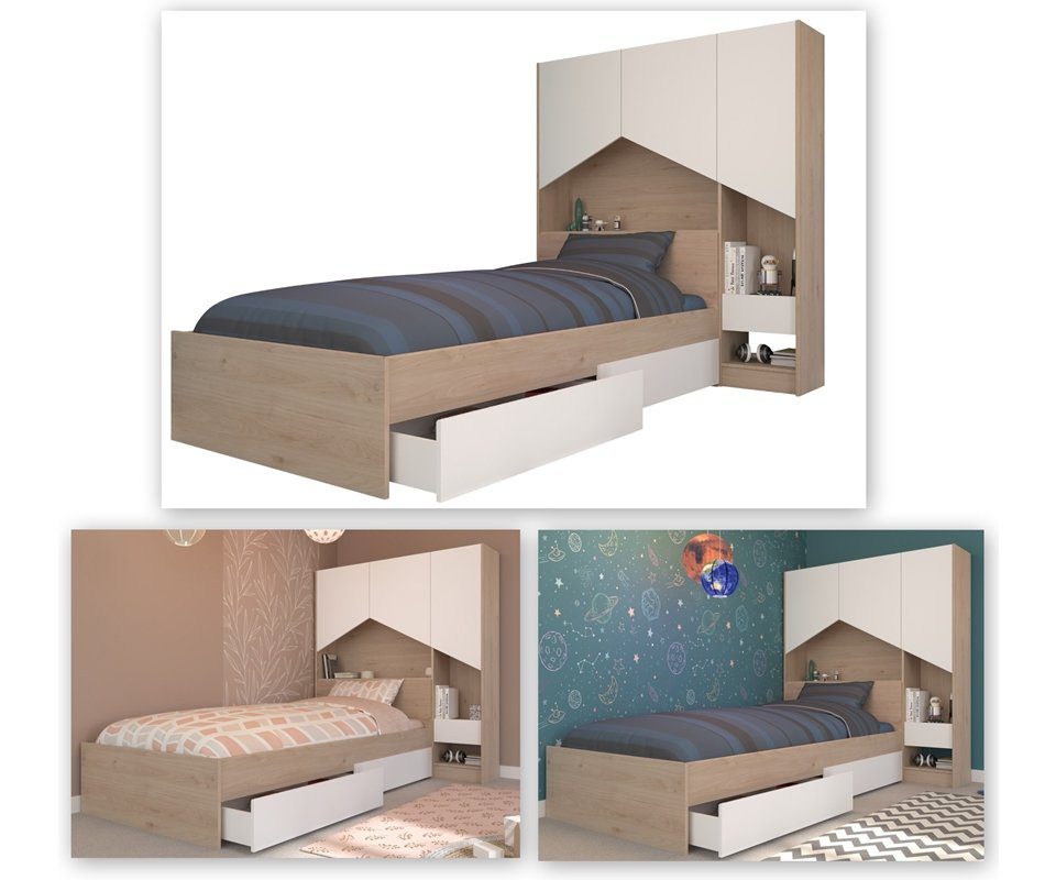 Parisot Jugendzimmer-Set Parisot Shelter 8 Jugendzimmer Schubkastenbett Stauraumbett 90x200