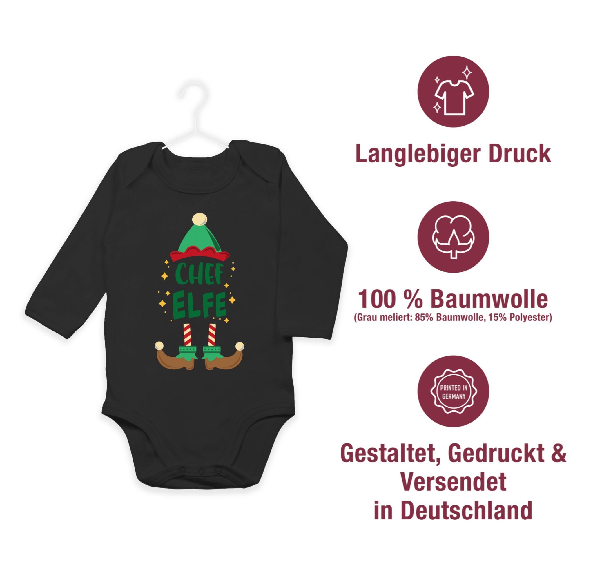 Chef Weihnachten Shirtbody Weihnachten Schwarz Elfe Shirtracer Baby Kleidung 1