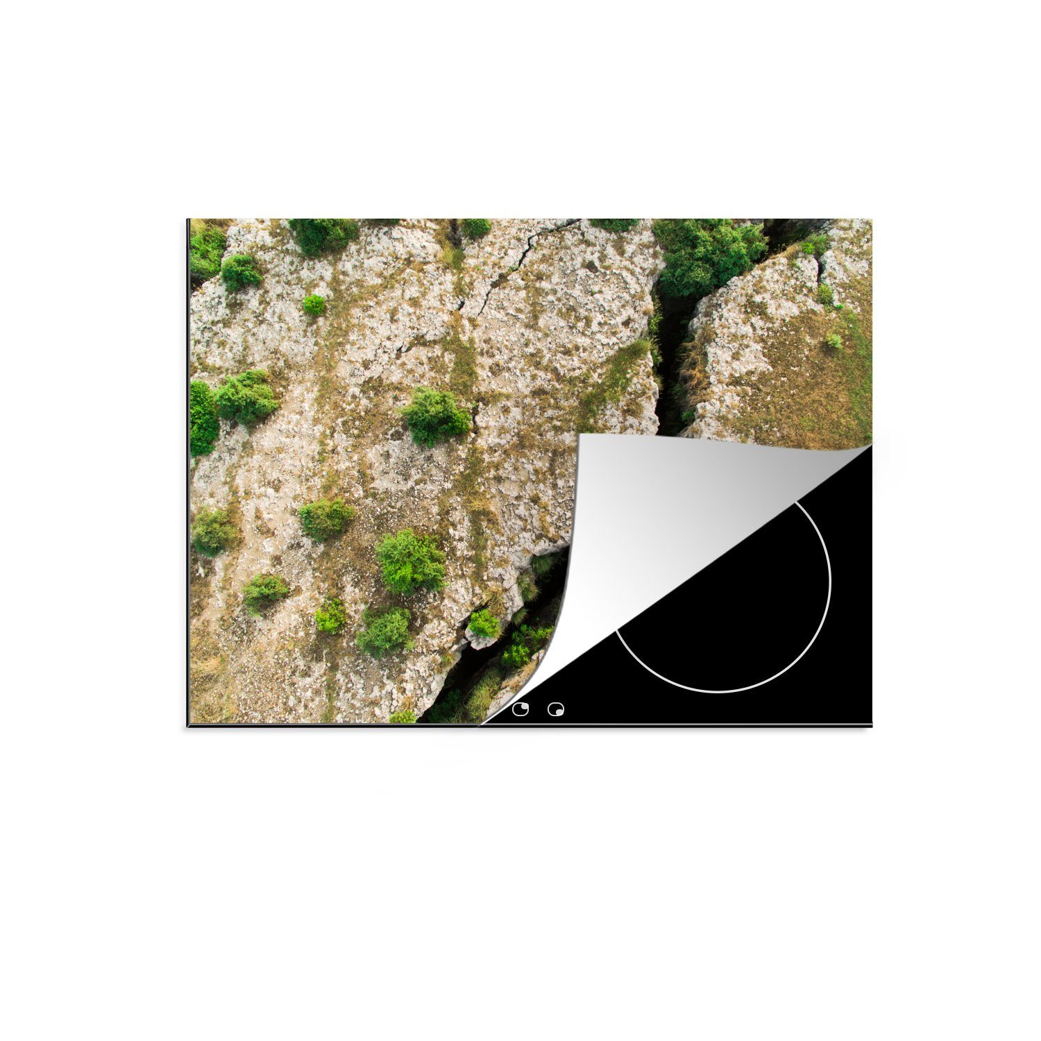 MuchoWow Herdblende-/Abdeckplatte Luftaufnahme der Erdbebenschäden, Vinyl, (1 tlg), 70x52 cm, Mobile Arbeitsfläche nutzbar, Ceranfeldabdeckung