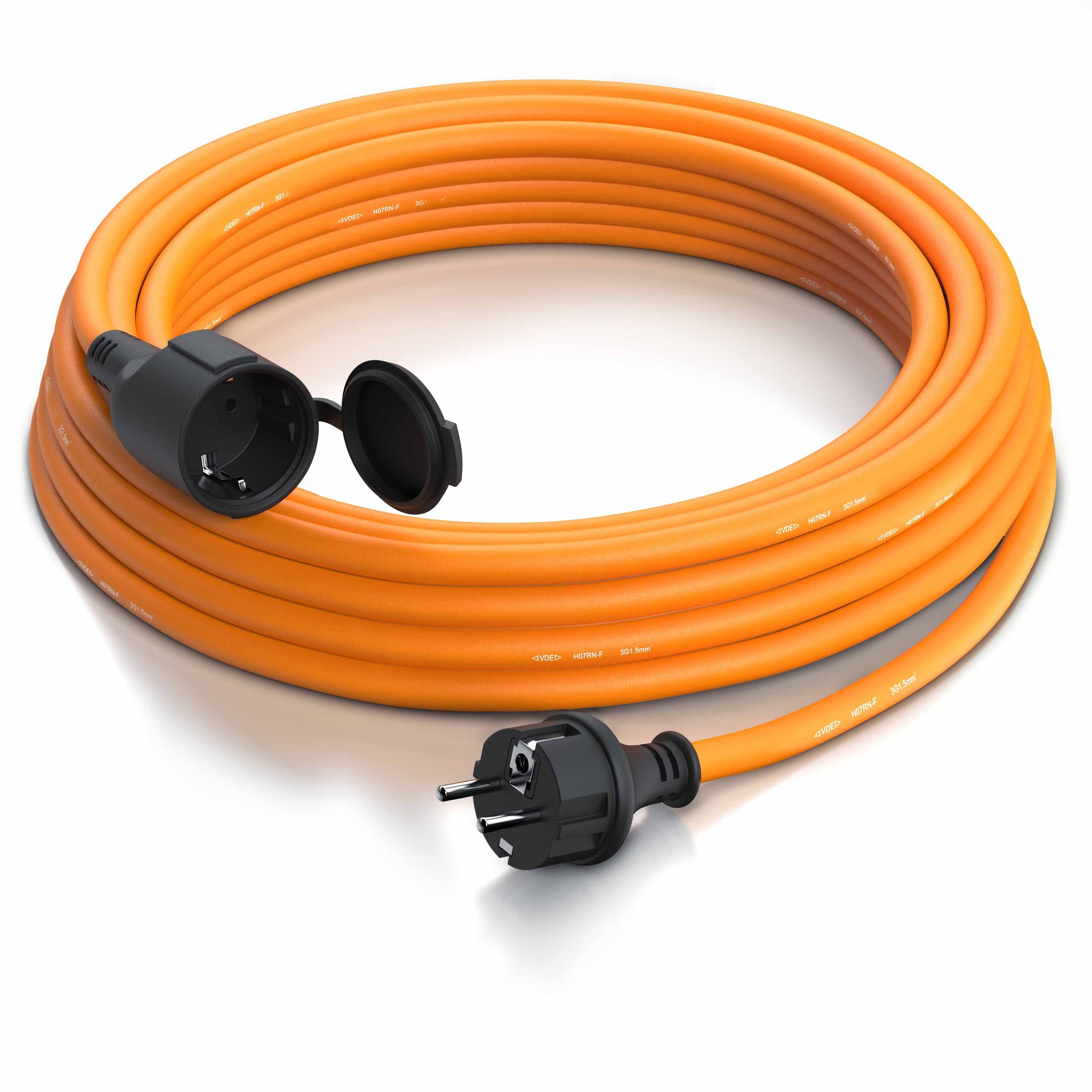 Brandson Stromkabel Verlängerung für den Außenbereich 3500W, Outdoor, IP44, 10m Verlängerungskabel, Typ F (Schuko), Schutzkontakt-Kupplung (1000 cm), Verlängerungskabel mit Schuko Stecker & Schutzkappe, Elektrokabel 230V