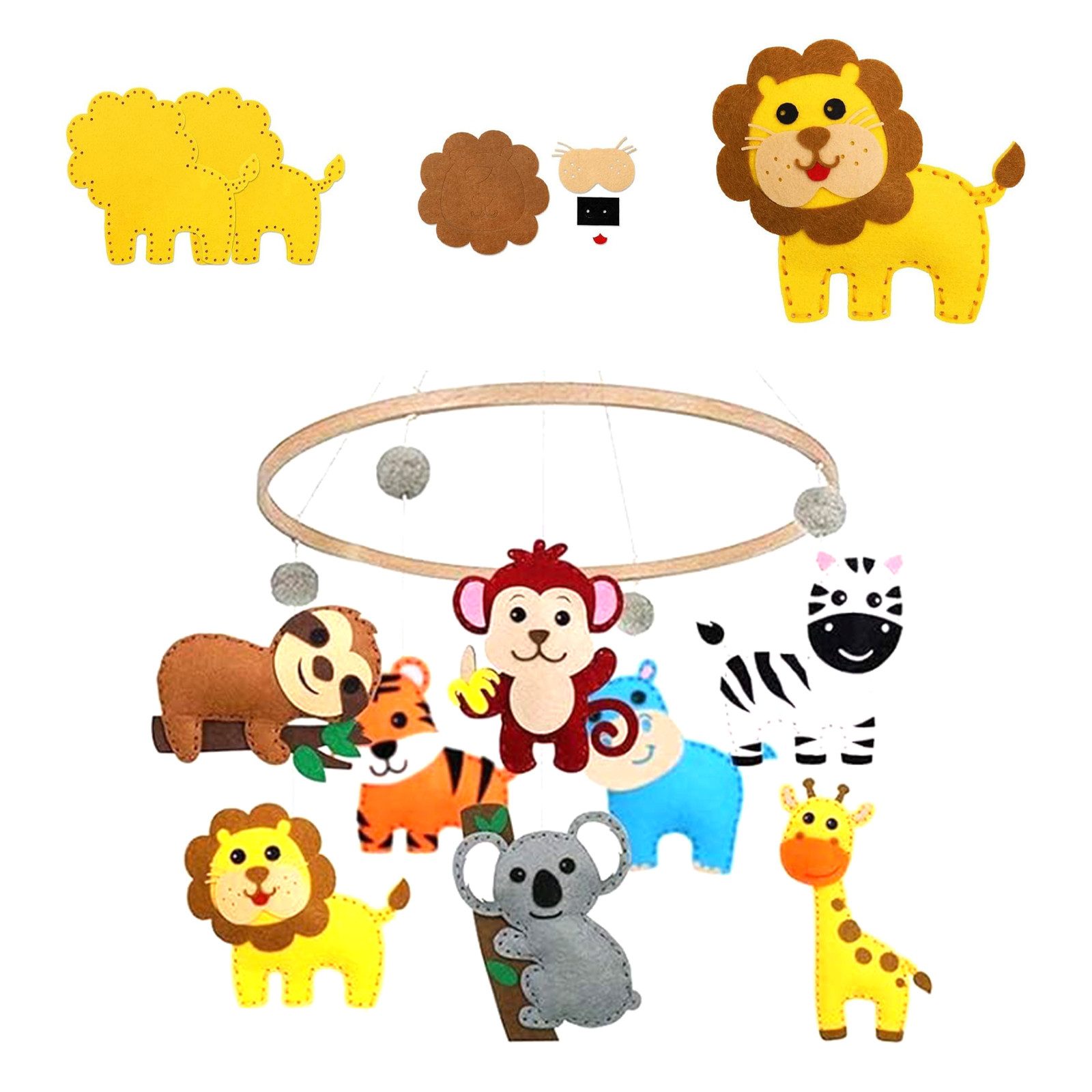 REDOM Creative Set DIY Sewing Kit for Children, 14-Piece Felt Woodland Animals Craft Set (Animals Sewing Kit with 14 animal motifs, 1-piece set, with stuffing, embroidery thread, plastic needles, and animal motifs), Creative craft set for ages 4 and up